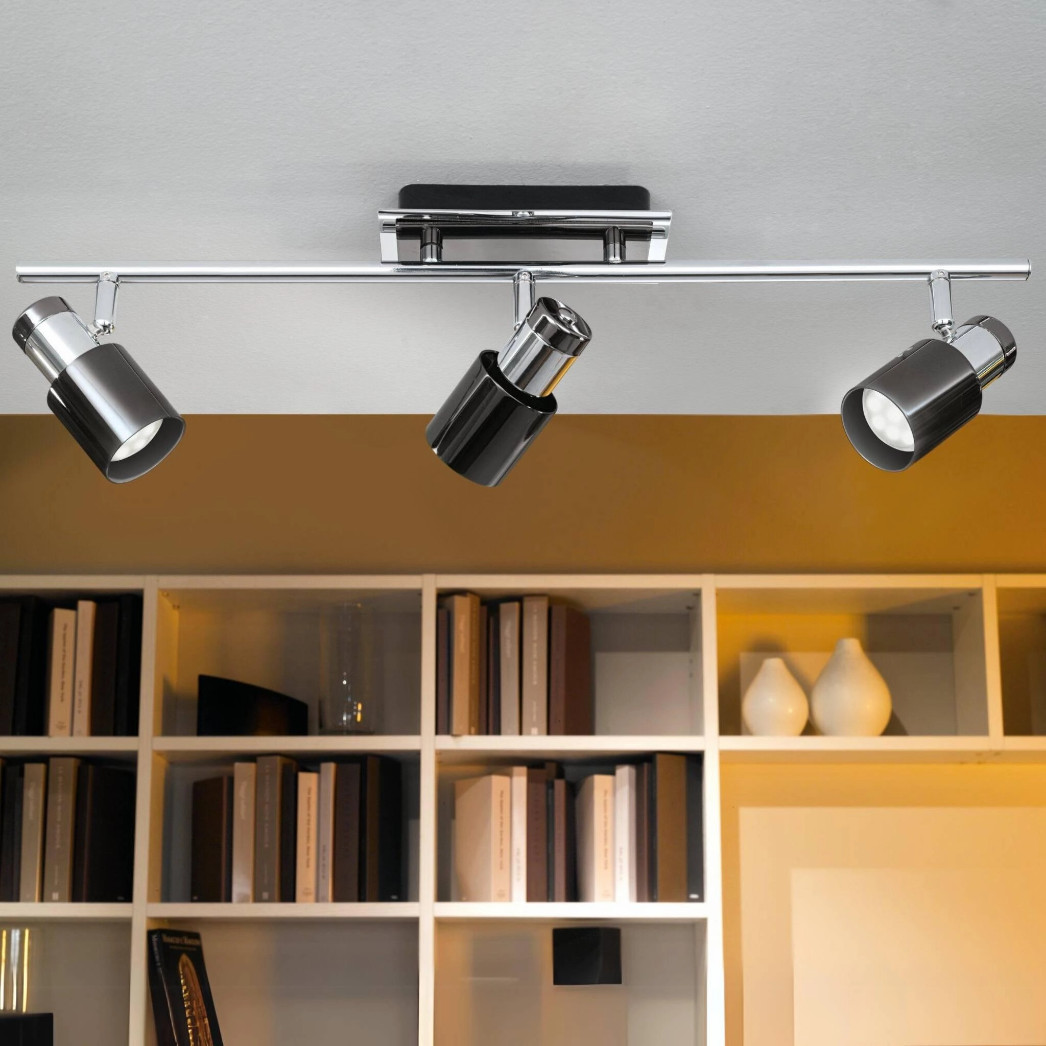 Eglo Davida 1 Black Nickel & Chrome 3 Light Bar Spotlight tall arc lamp for living room