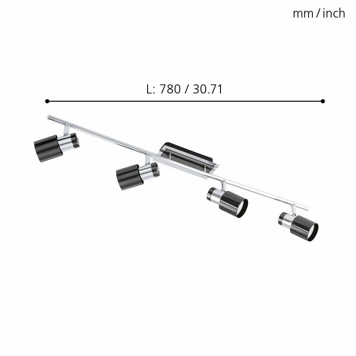Eglo Davida 1 Black Nickel & Chrome 4 Light Bar Spotlight