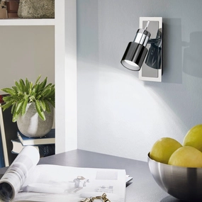 Eglo Davida 1 Black Nickel & Chrome Wall Spotlight tall arc lamp for living room