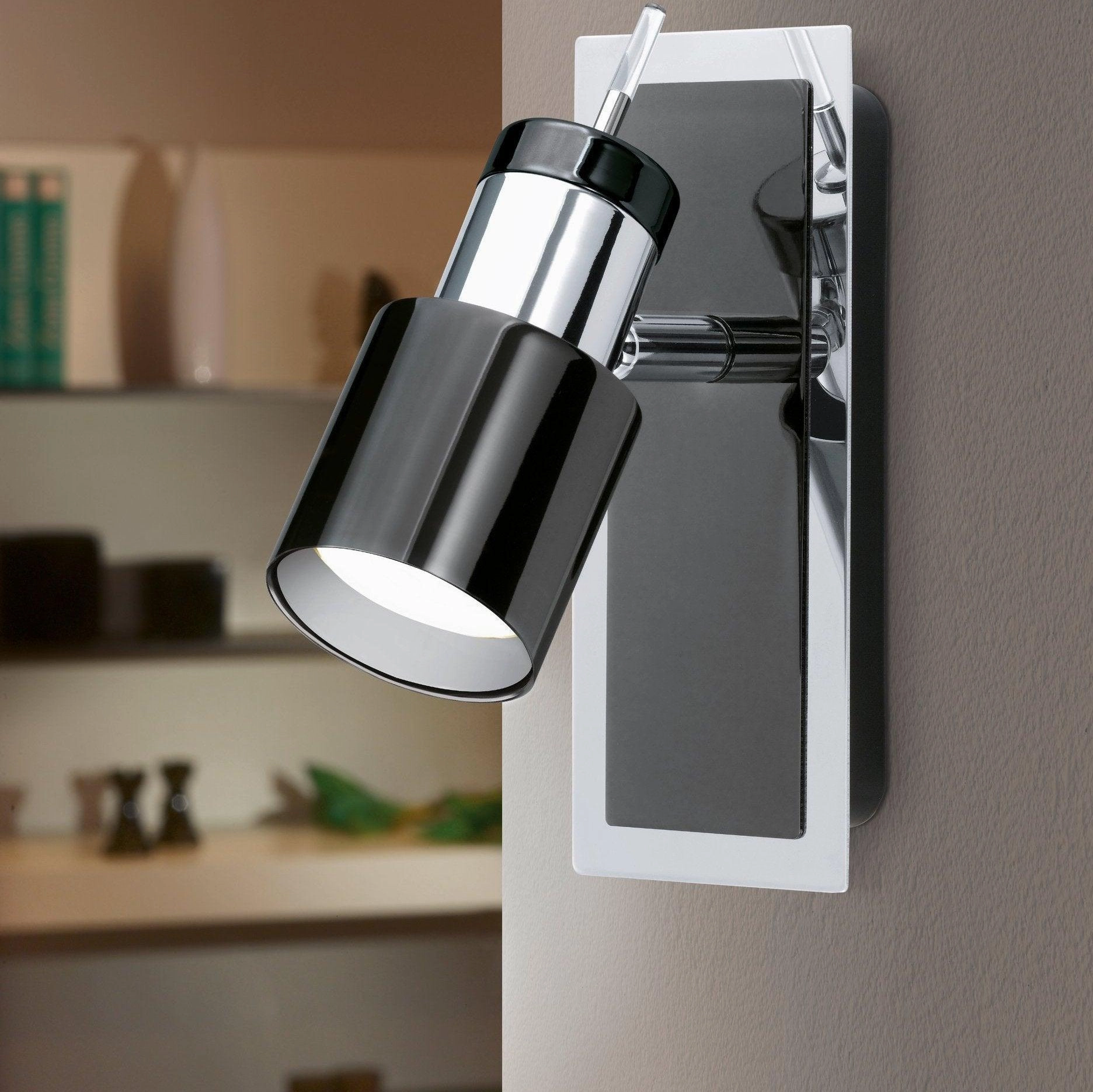 Eglo Davida 1 Black Nickel & Chrome Wall Spotlight