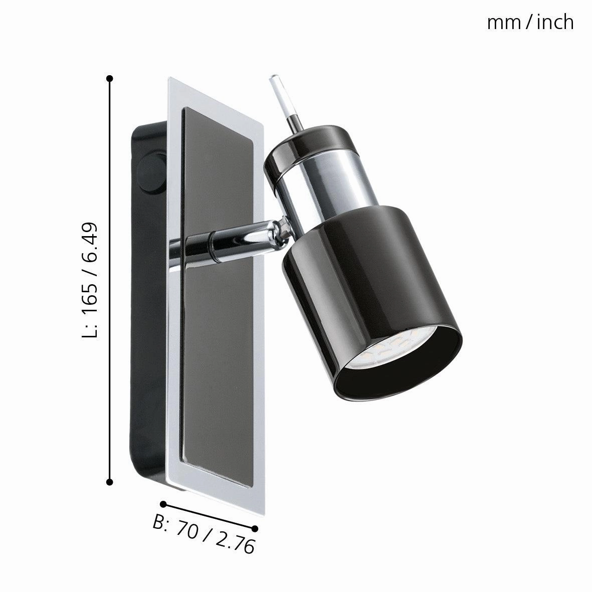 Eglo Davida 1 Black Nickel & Chrome Wall Spotlight