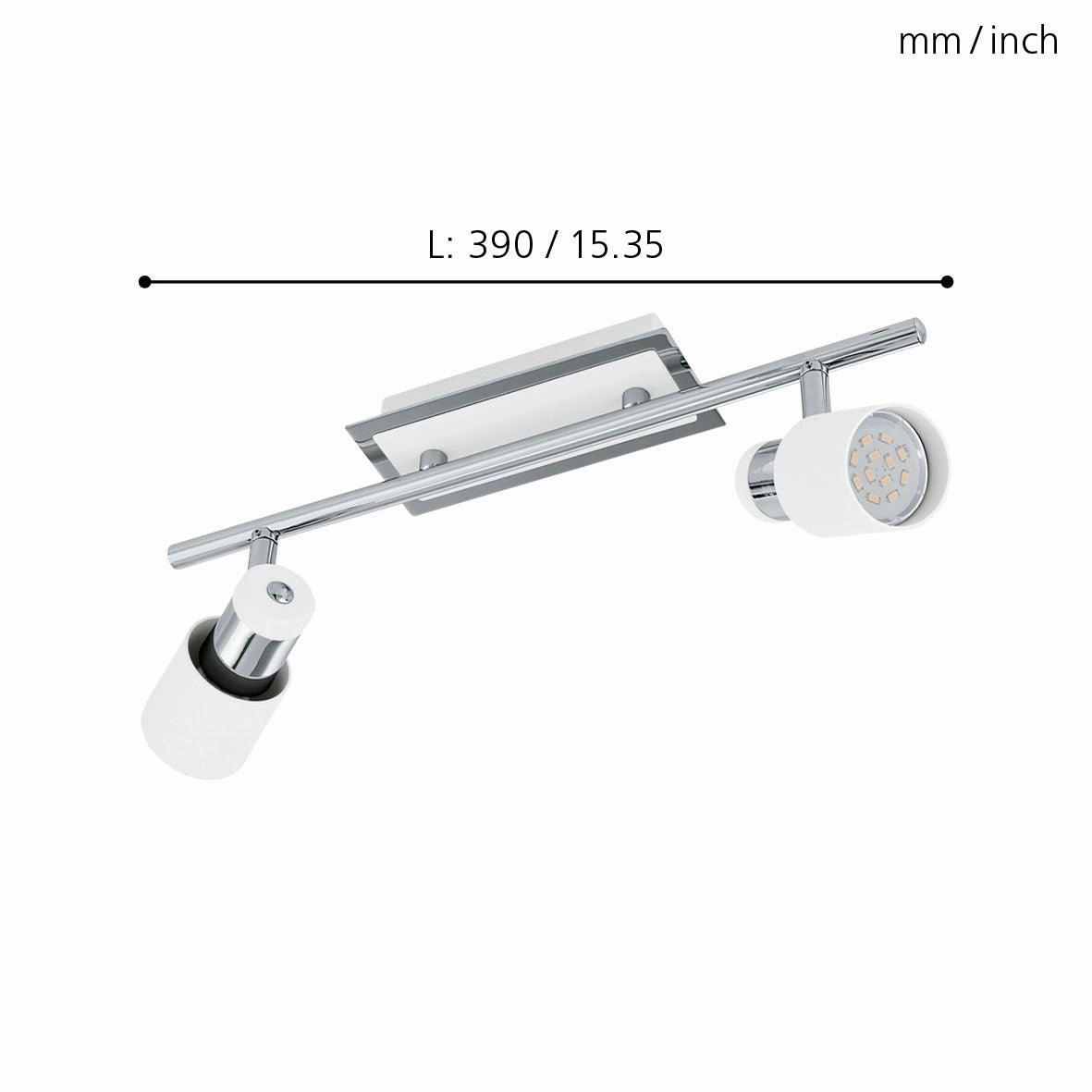 Eglo Davida Chrome & White 2 Light Bar Spotlight