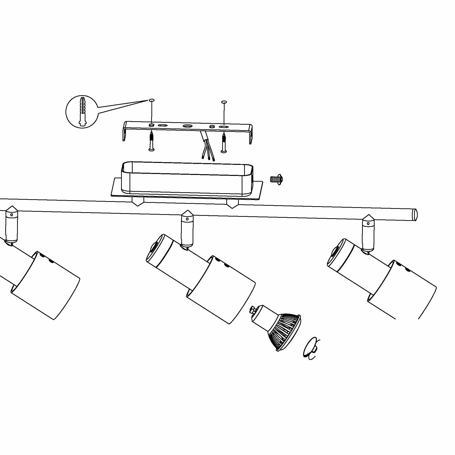 Eglo Davida Chrome & White 3 Light Bar Spotlight