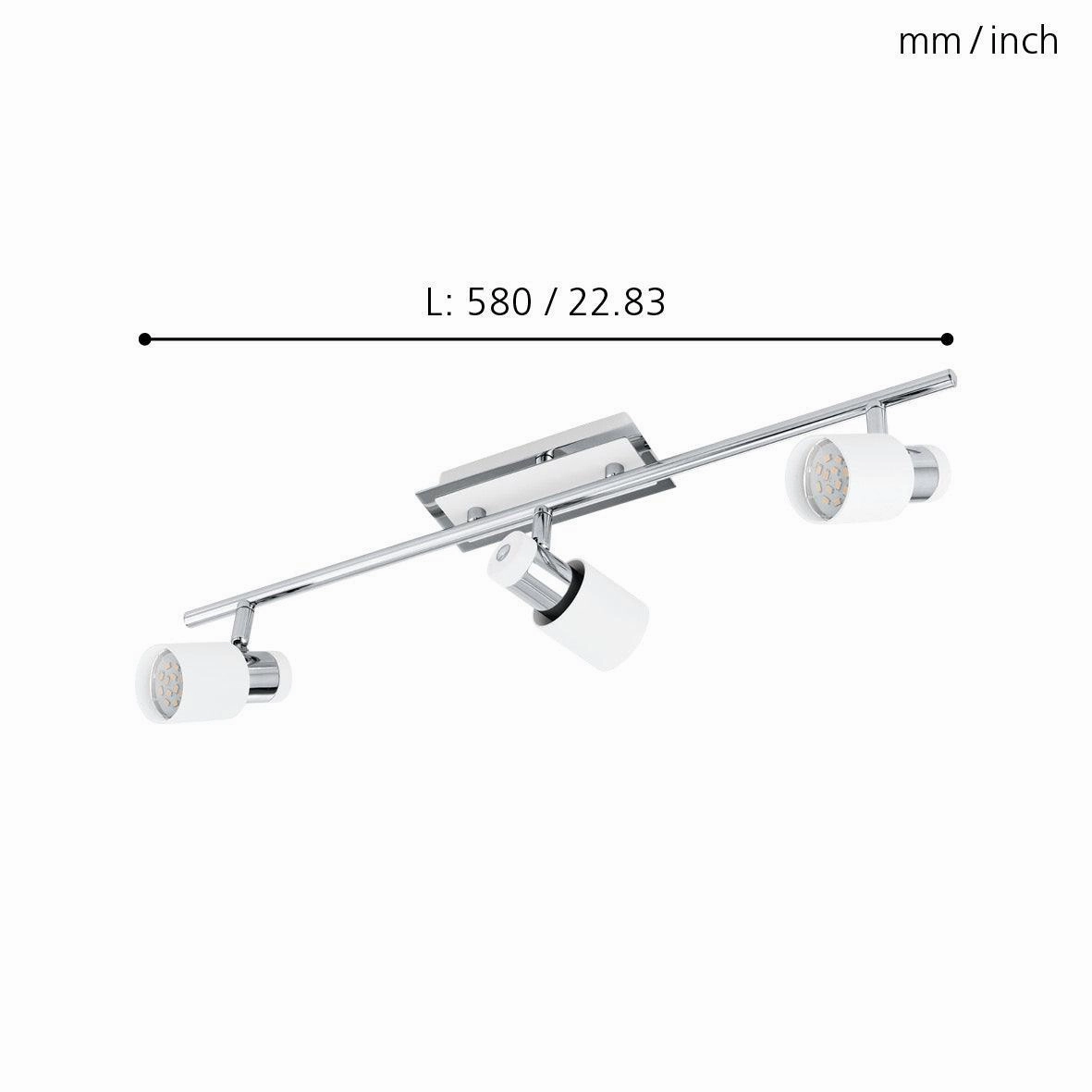 Eglo Davida Chrome & White 3 Light Bar Spotlight