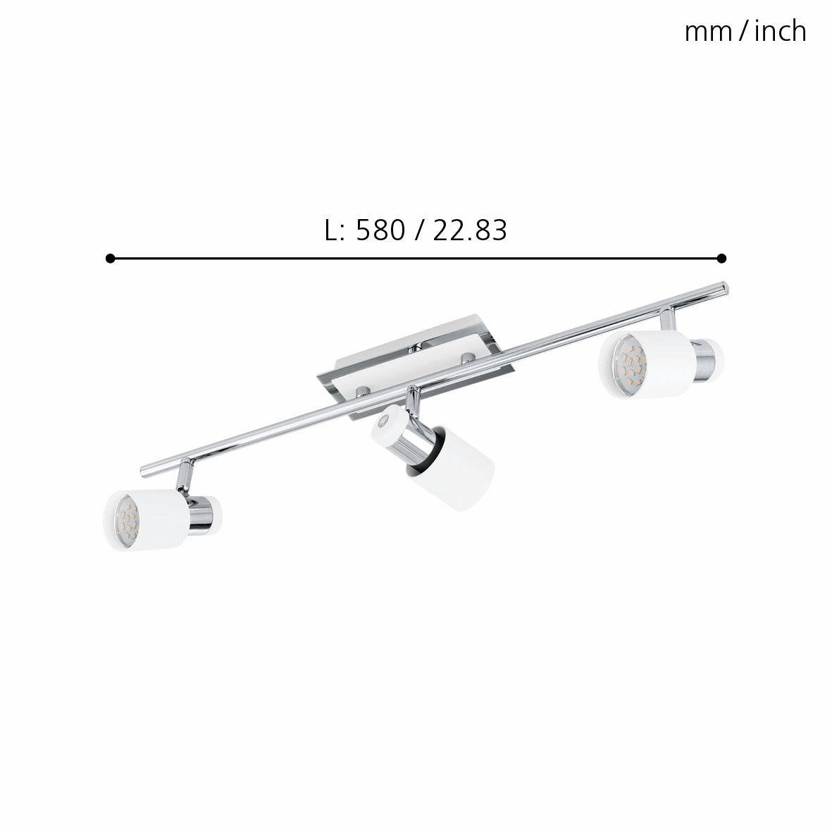 Eglo Davida Chrome & White 3 Light Bar Spotlight