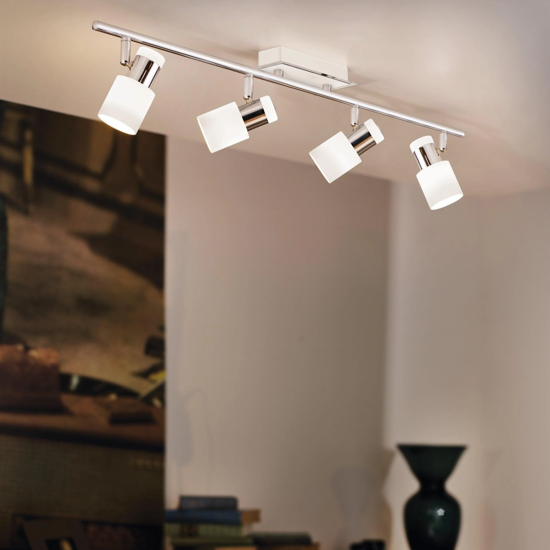 Eglo Davida Chrome & White 4 Light Bar Spotlight