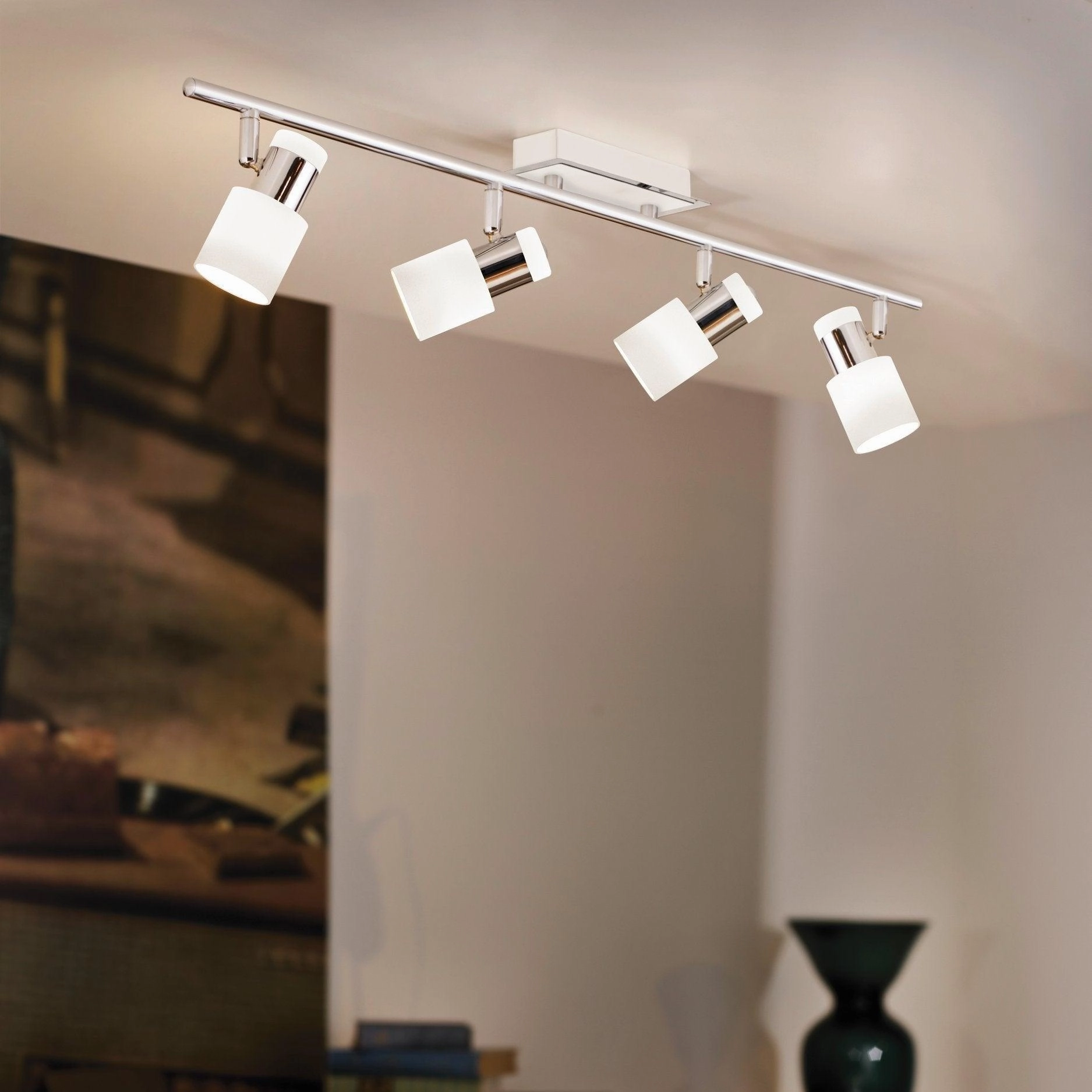 Eglo Davida Chrome & White 4 Light Bar Spotlight