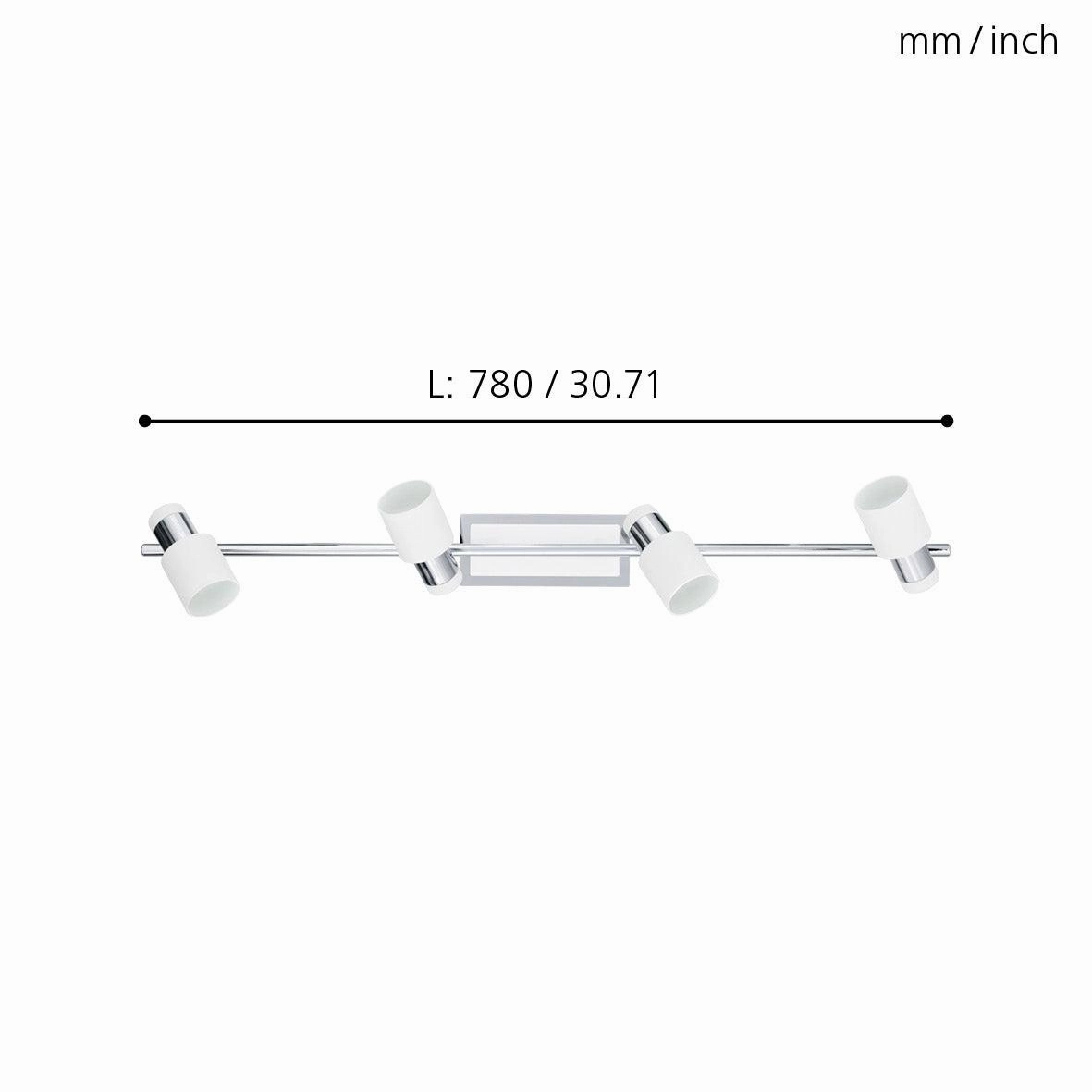 Eglo Davida Chrome & White 4 Light Bar Spotlight
