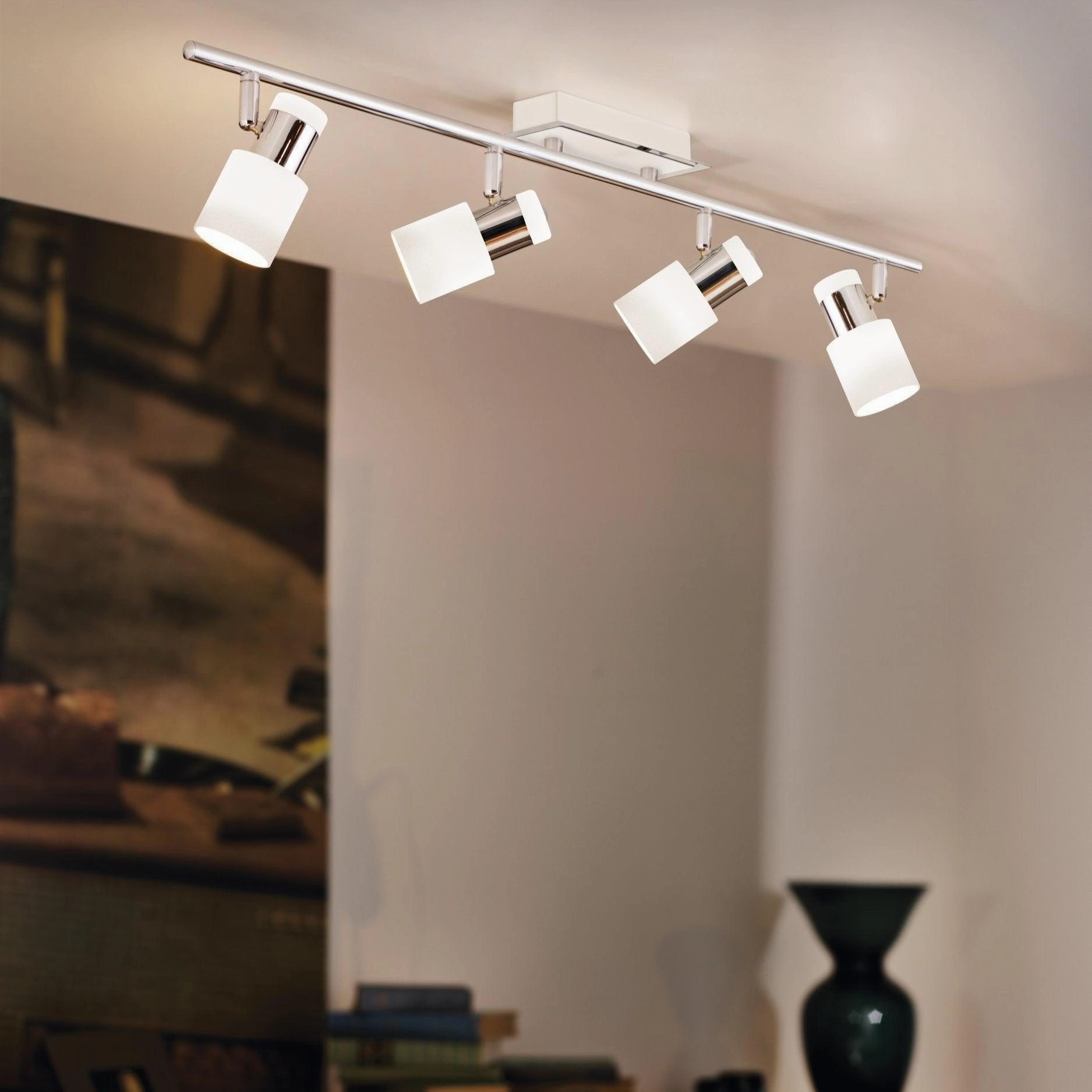 Eglo Davida Chrome & White 4 Light Bar Spotlight