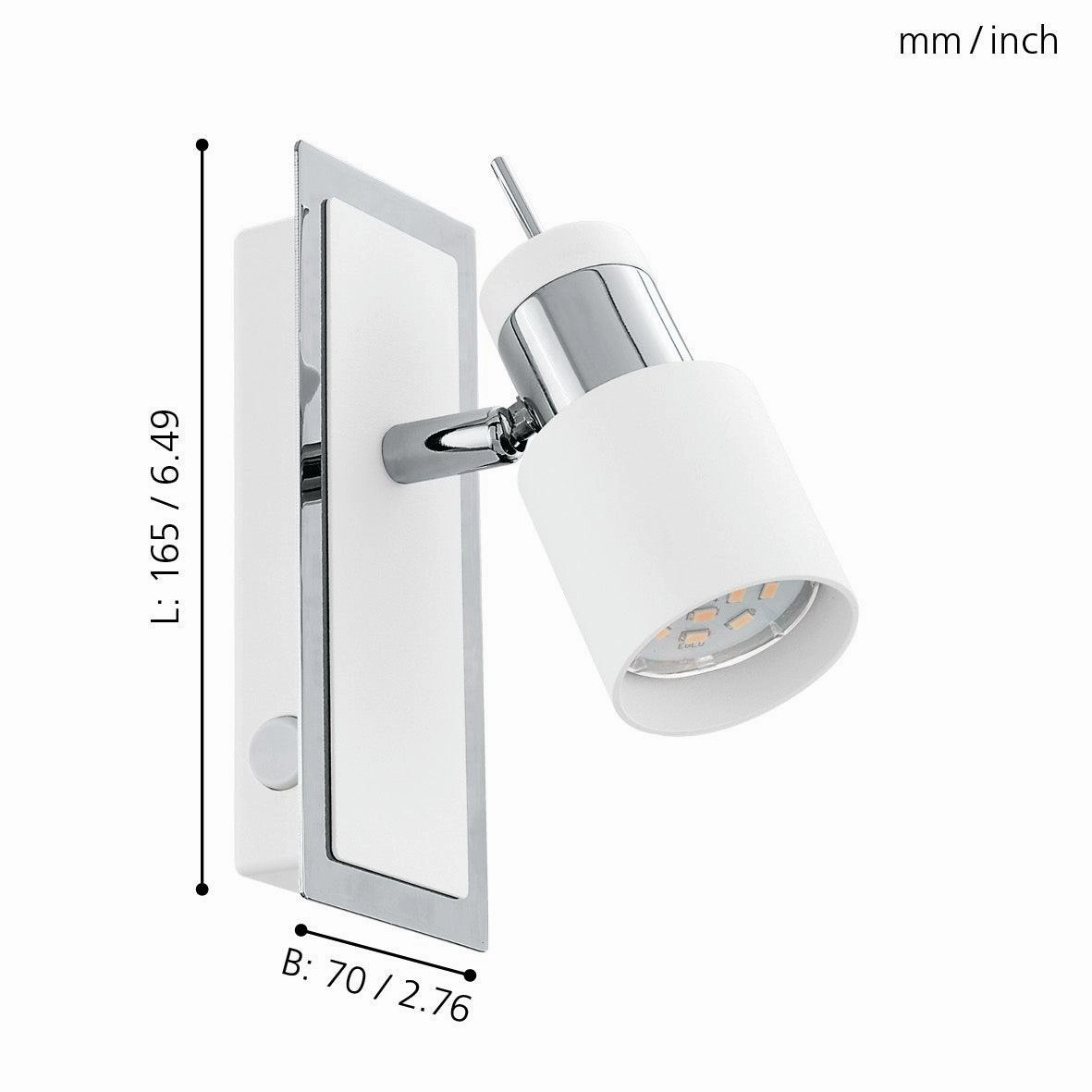 Eglo Davida Chrome & White Wall Spotlight