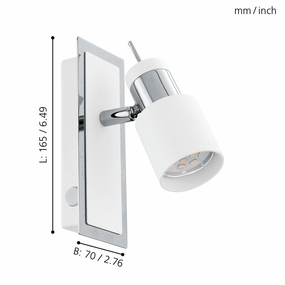 Eglo Davida Chrome & White Wall Spotlight
