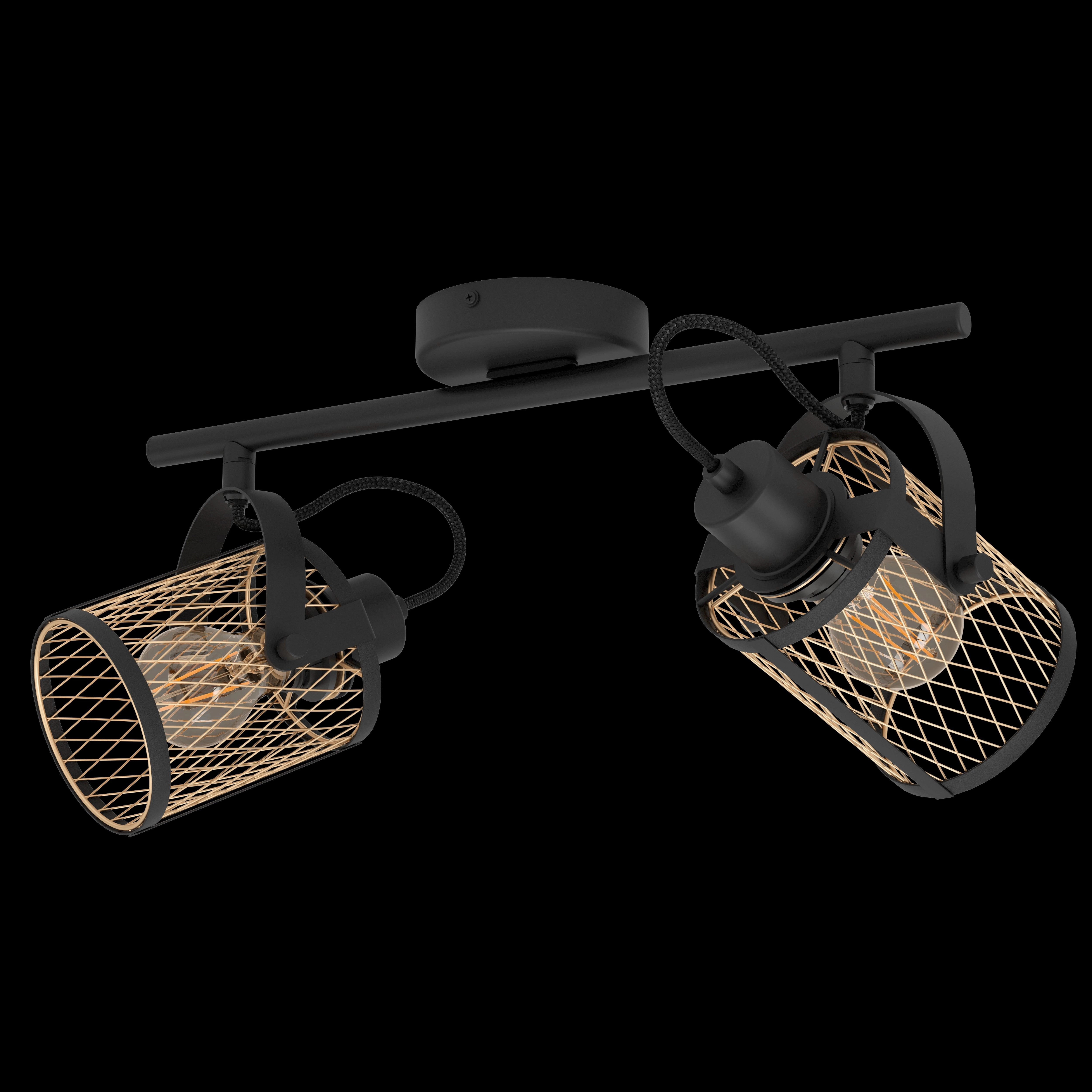 Eglo Dellow Brass Mesh & Black 2 Light Bar Spotlight
