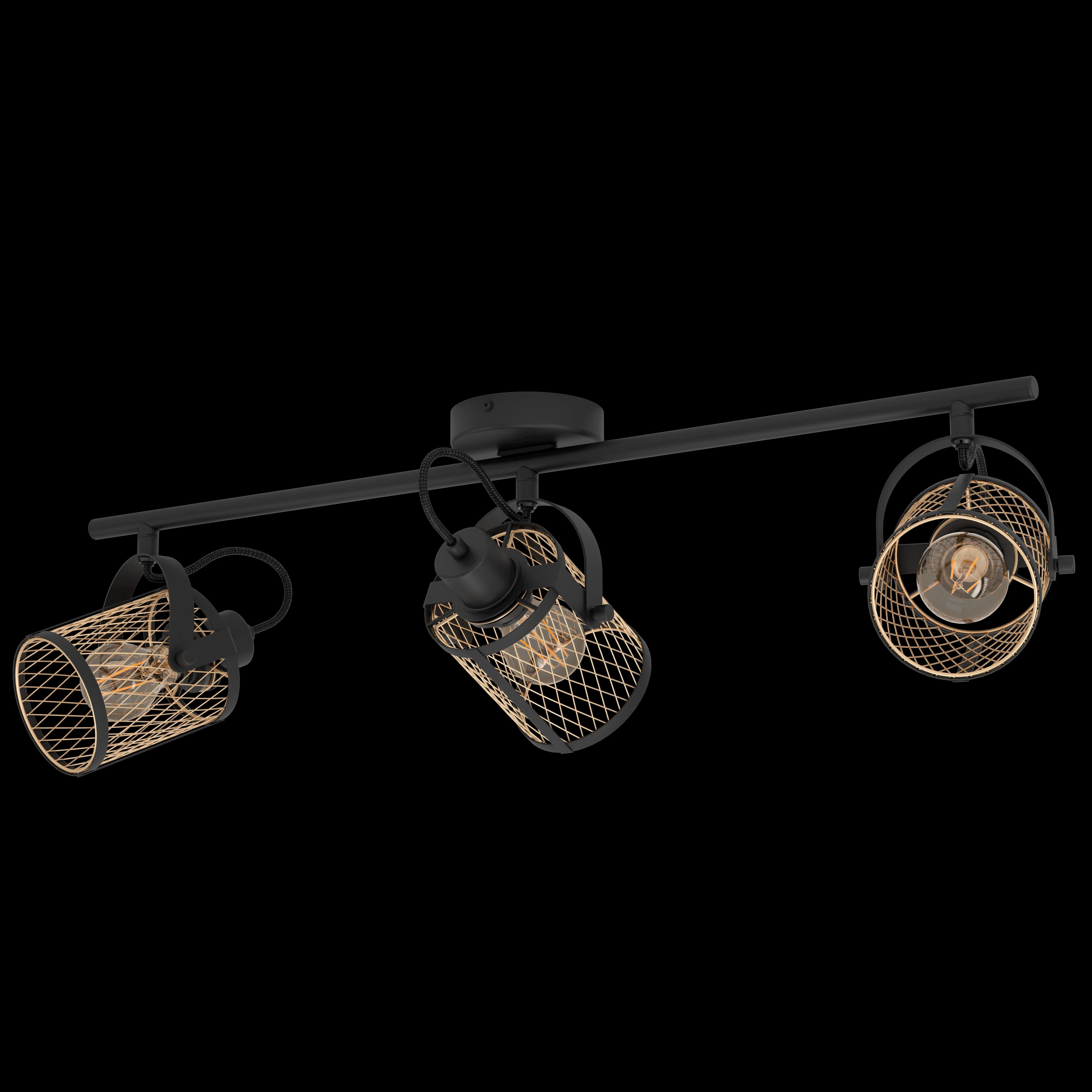 Eglo Dellow Brass Mesh & Black 3 Light Bar Spotlight