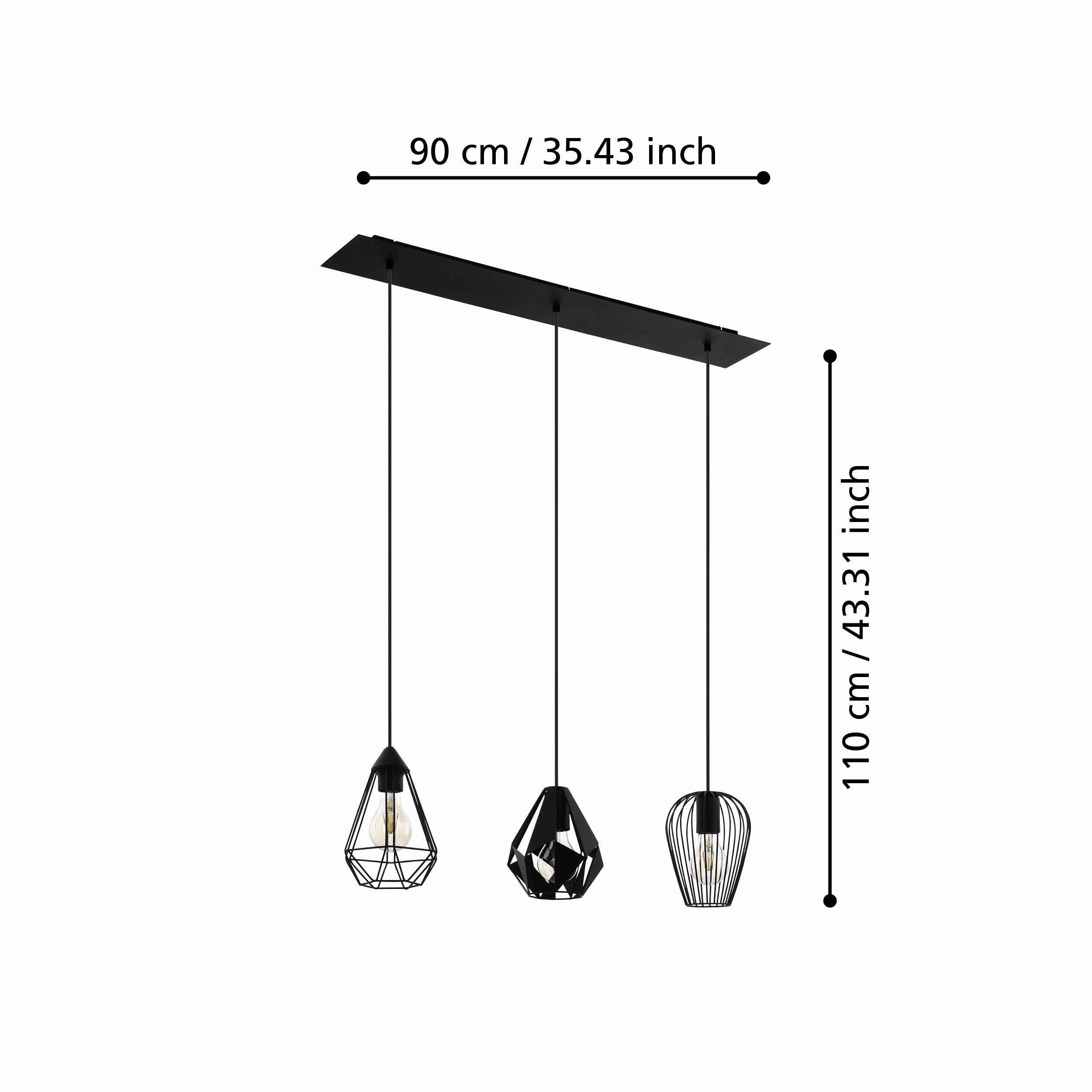 Eglo Distaff 3 Light Geometric Bar Ceiling Pendant