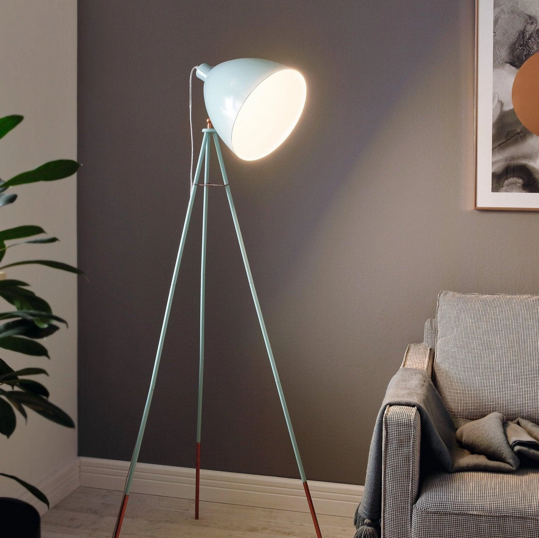 Eglo Dundee Mint Green & Copper Tripod Floor Lamp creative lampshade design
