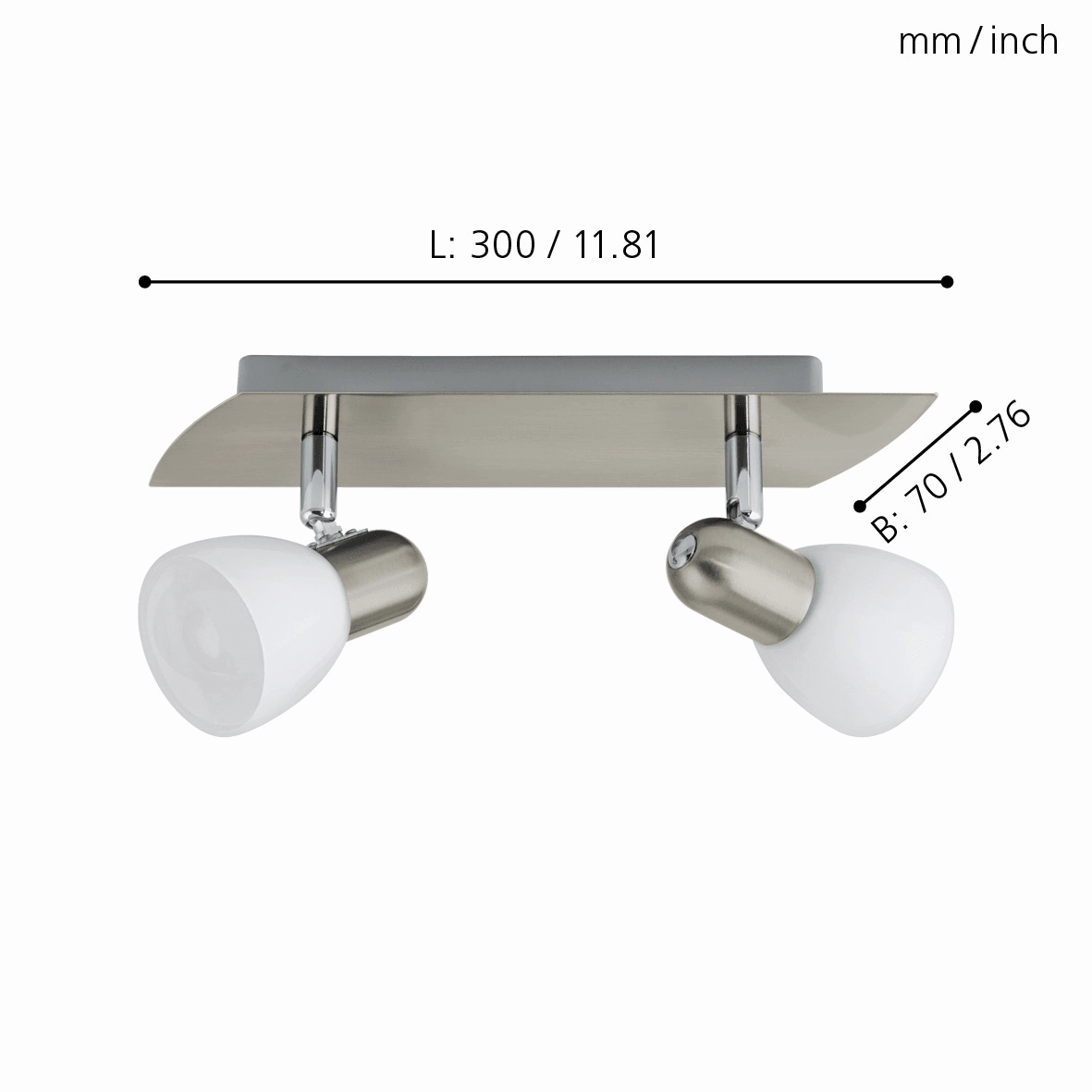 Eglo Enea Nickel & Satin Glass 2 Light Bar Spotlight