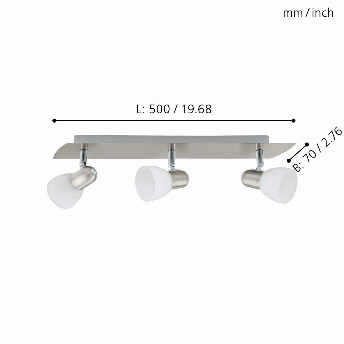 Eglo Enea Nickel & Satin Glass 3 Light Bar Spotlight