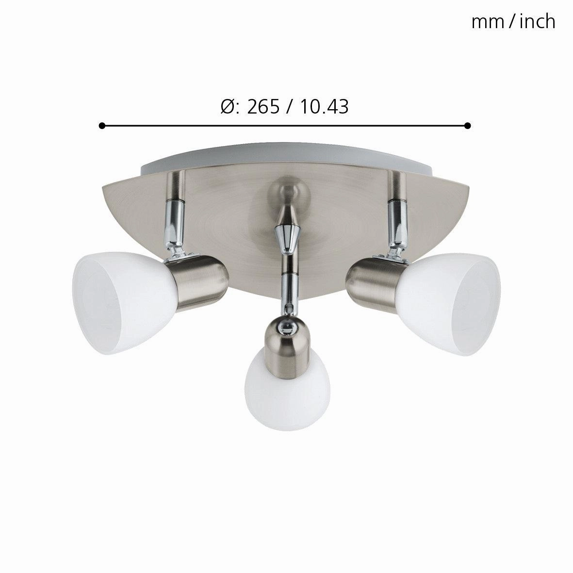 Eglo Enea Nickel & Satin Glass 3 Light Plate Spotlight