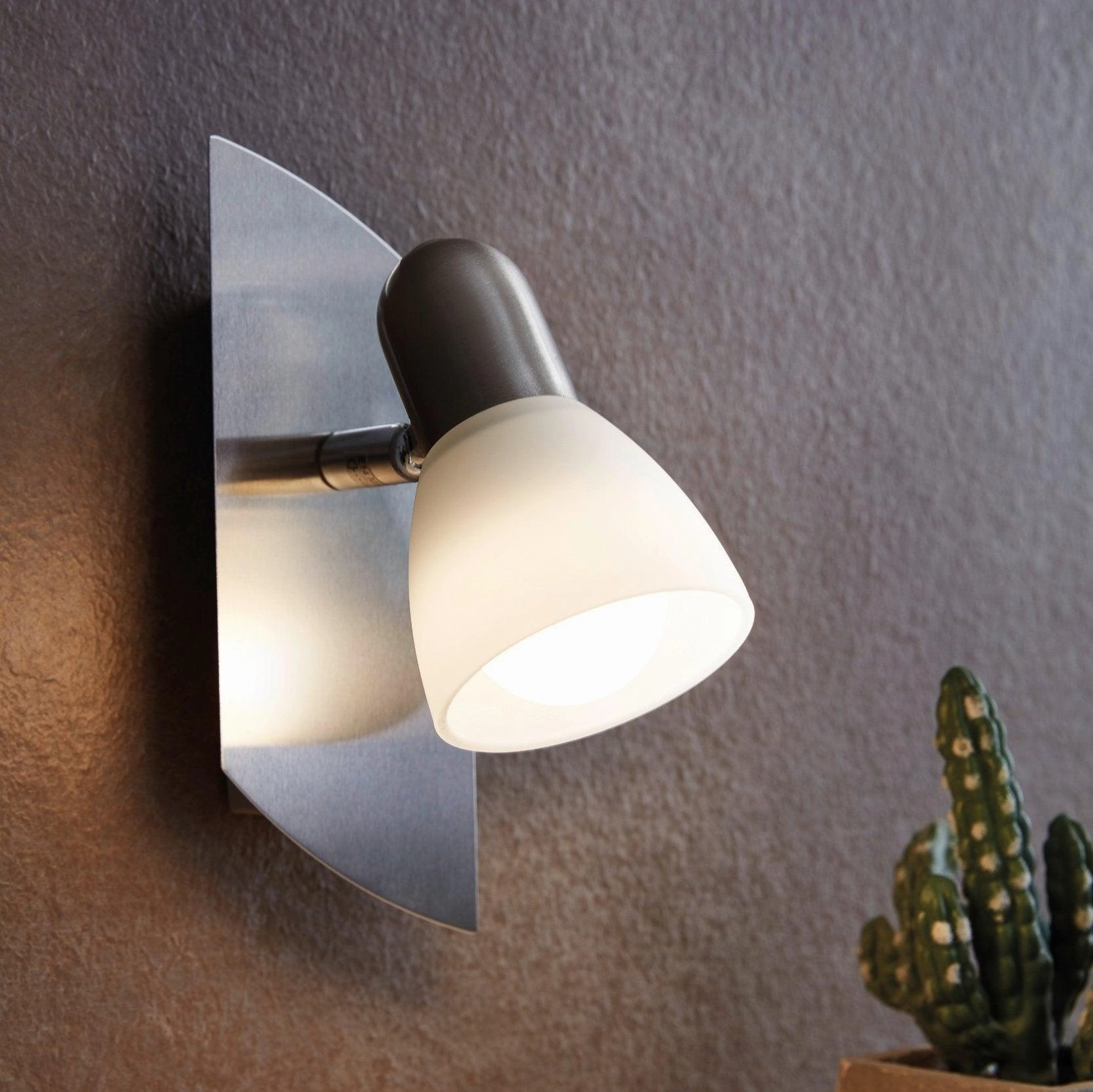 Eglo Enea Nickel & Satin Glass Wall Spotlight