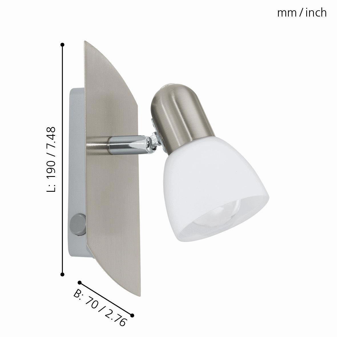 Eglo Enea Nickel & Satin Glass Wall Spotlight
