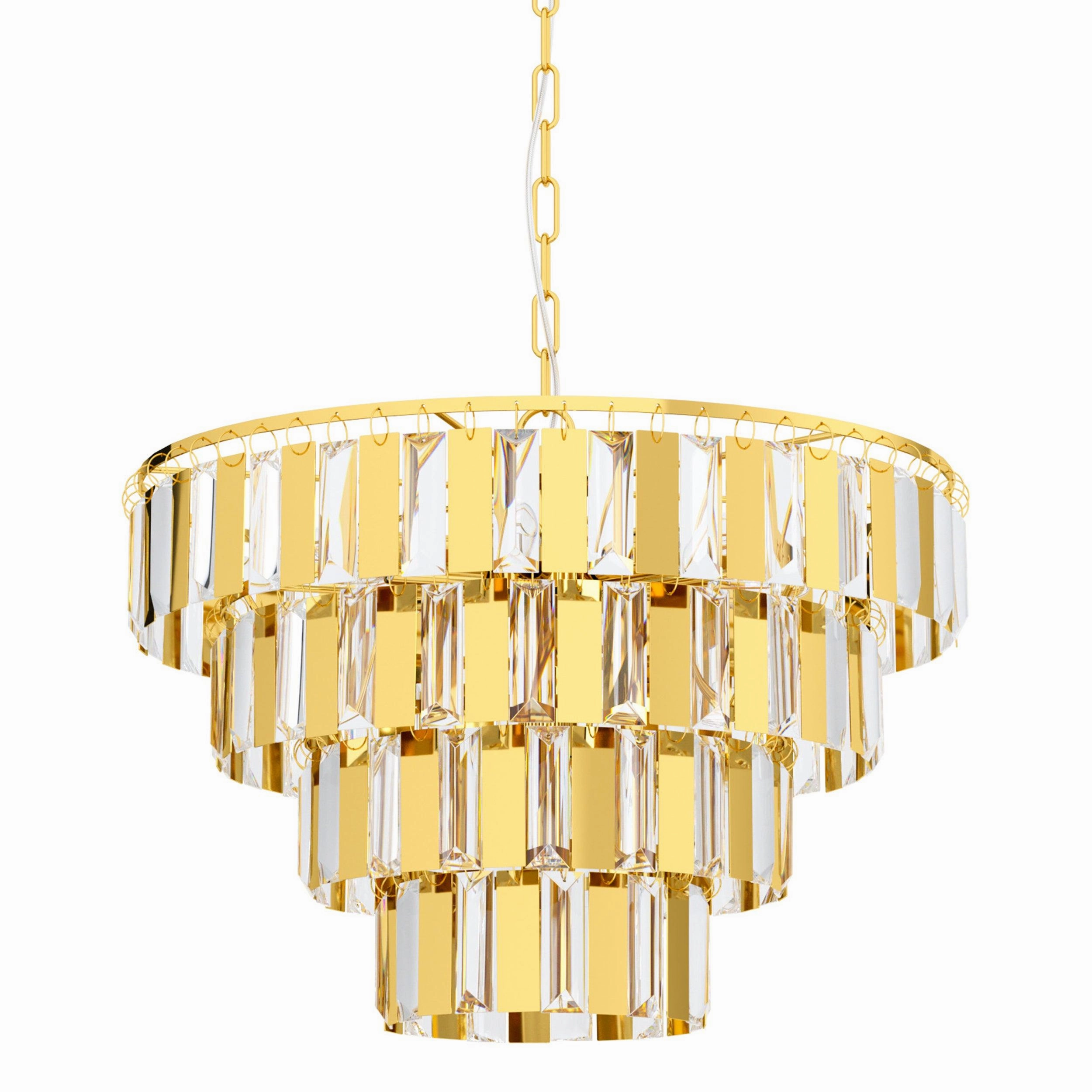 Eglo Erseka Crystal Glass & Brass Ceiling Pendant - 48.5cm