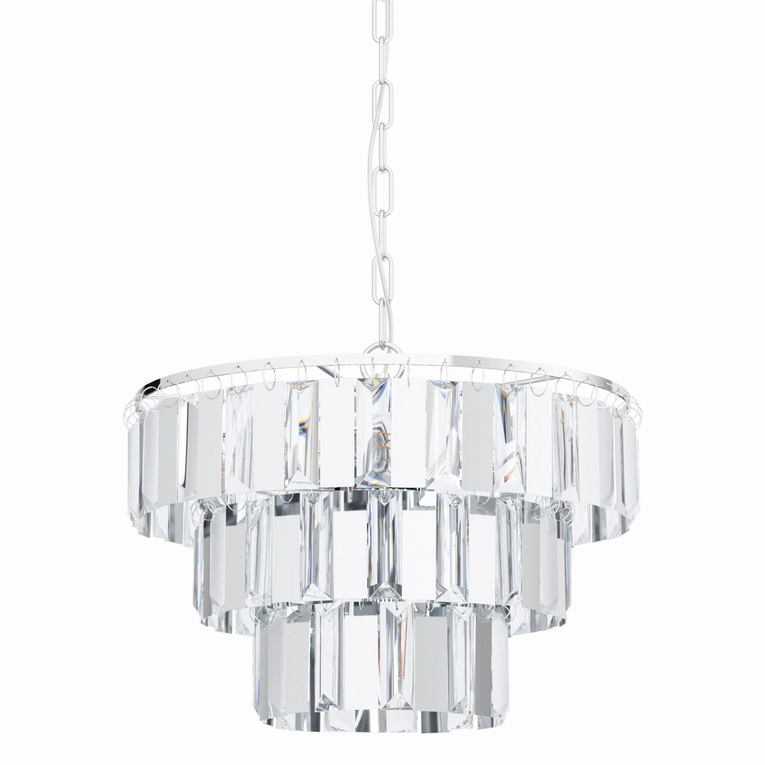Eglo Erseka Crystal Glass & Chrome Ceiling Pendant - 38.5cm sleek LED ceiling lamp