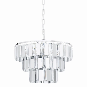 Eglo Erseka Crystal Glass & Chrome Ceiling Pendant - 38.5cm sleek LED ceiling lamp