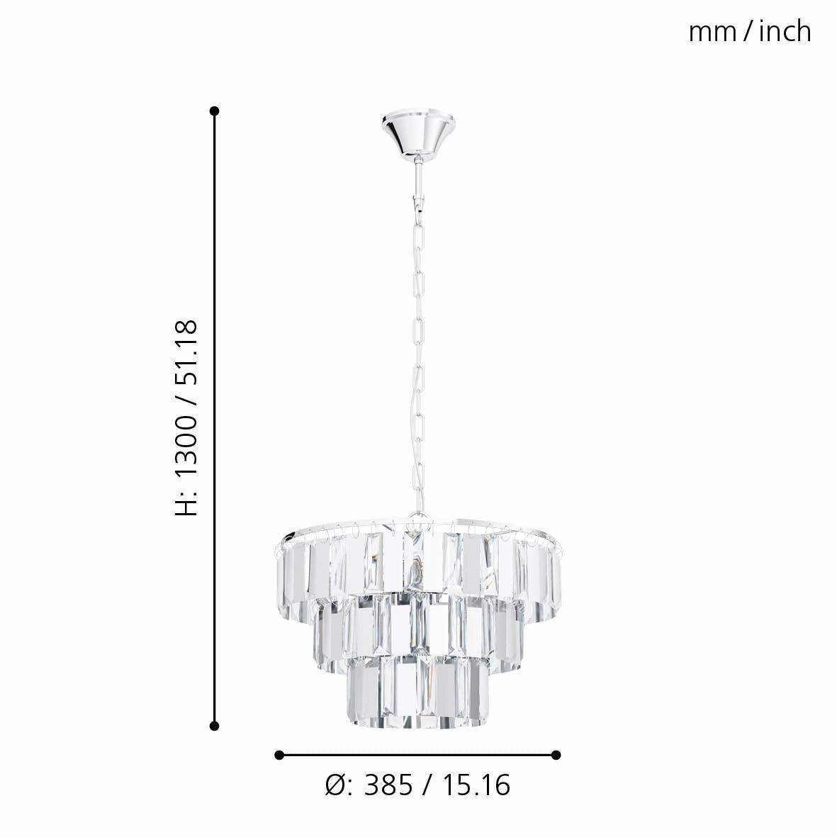 Eglo Erseka Crystal Glass & Chrome Ceiling Pendant - 38.5cm