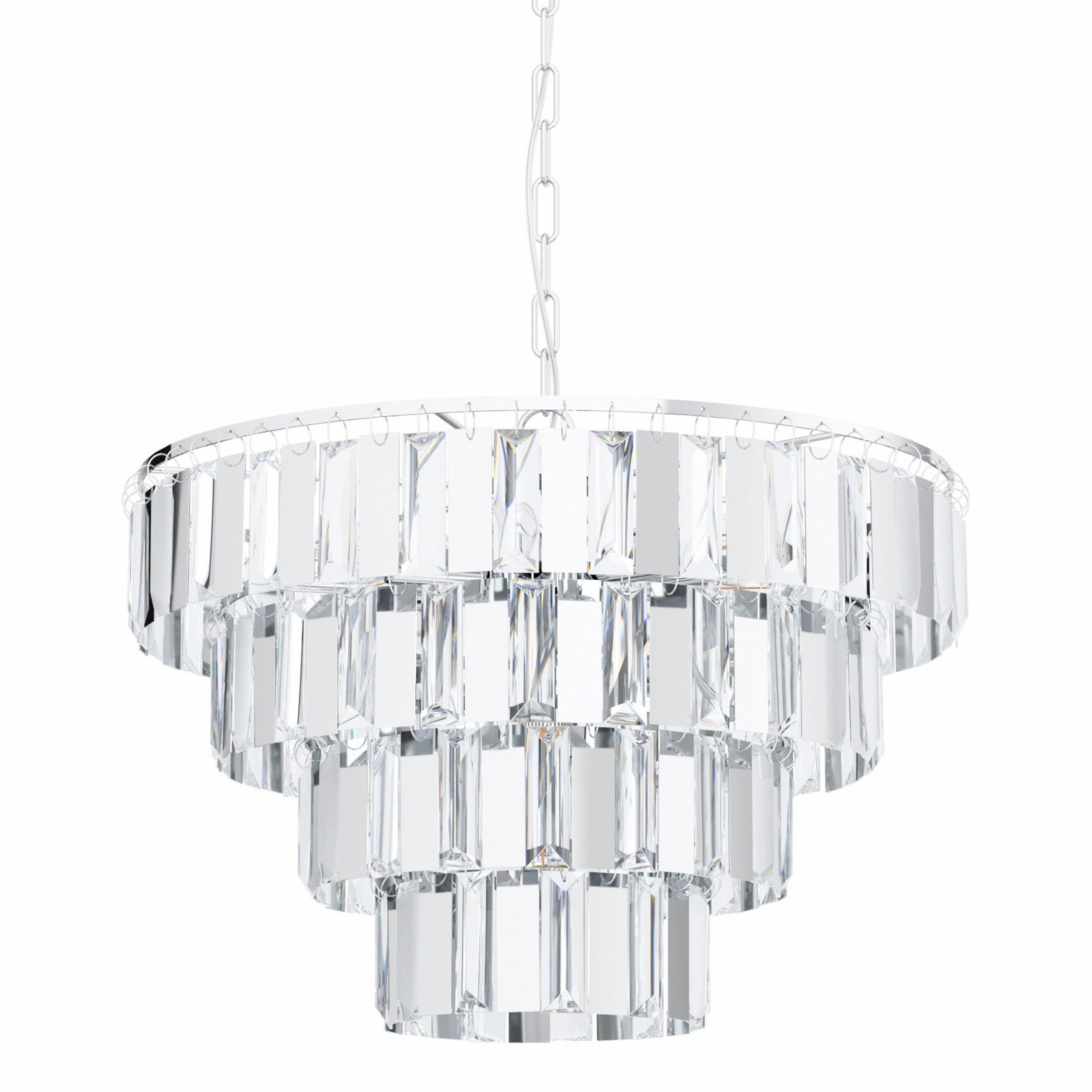 Eglo Erseka Crystal Glass & Chrome Ceiling Pendant - 48.5cm sleek LED ceiling lamp
