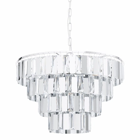 Eglo Erseka Crystal Glass & Chrome Ceiling Pendant - 48.5cm sleek LED ceiling lamp