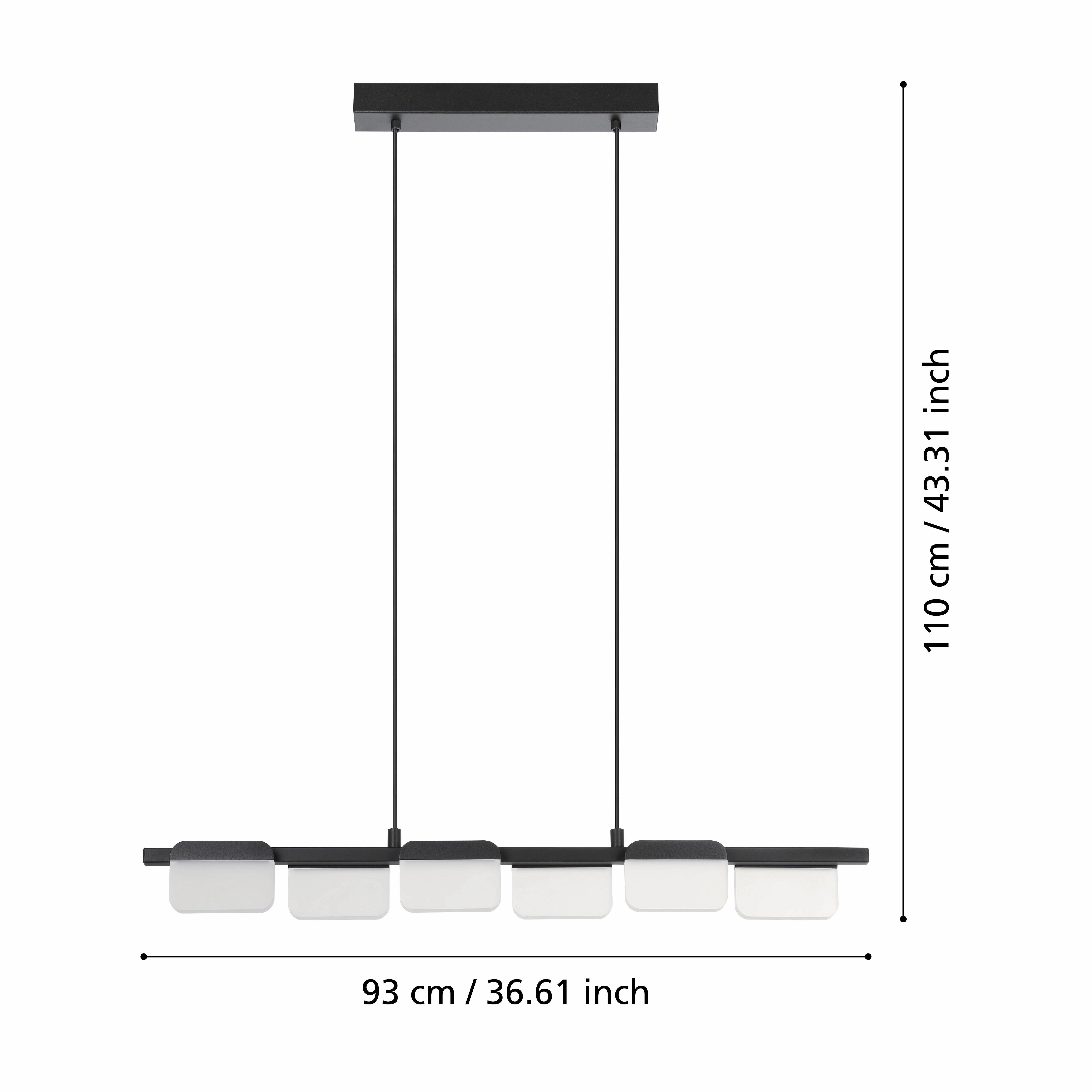 Eglo Ervidel LED Black & Acrylic 6 Light Ceiling Pendant