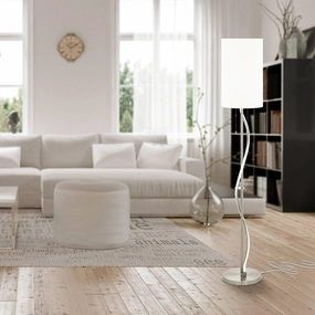 Eglo Espartal LED Nickel Floor Lamp - White Fabric Shade creative lampshade design