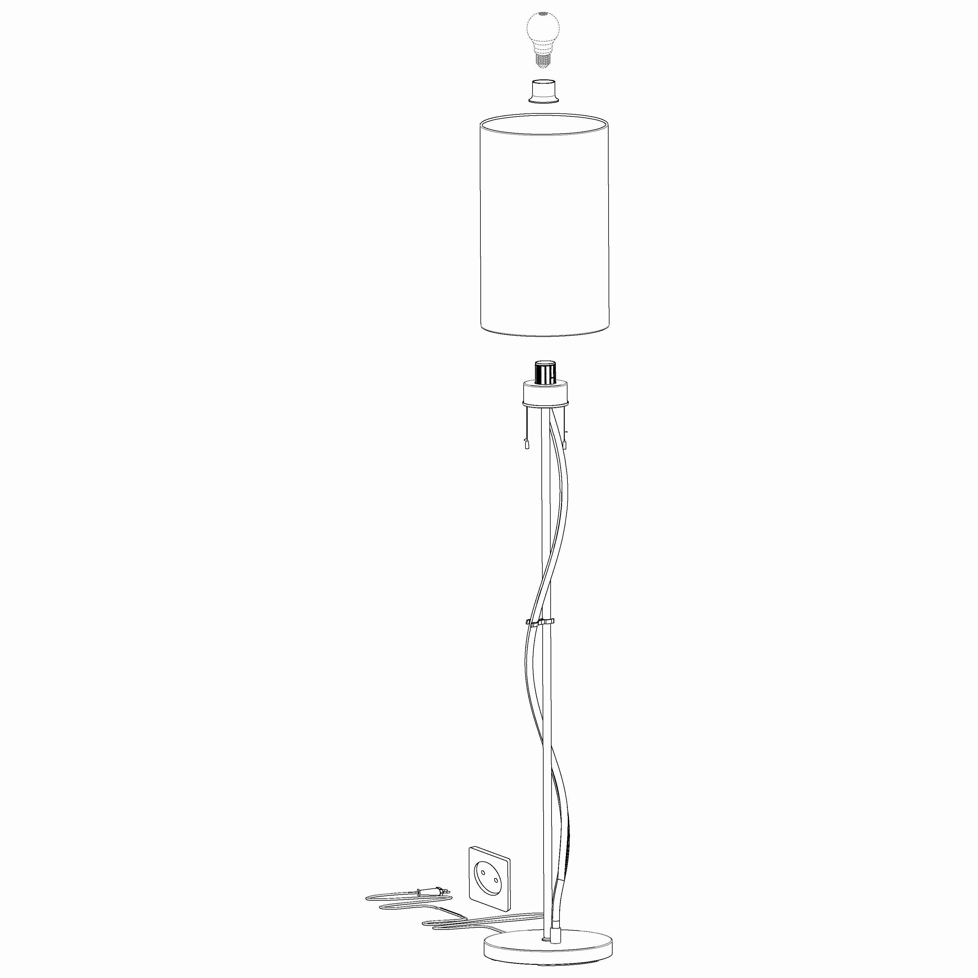 Eglo Espartal LED Nickel Floor Lamp - White Fabric Shade