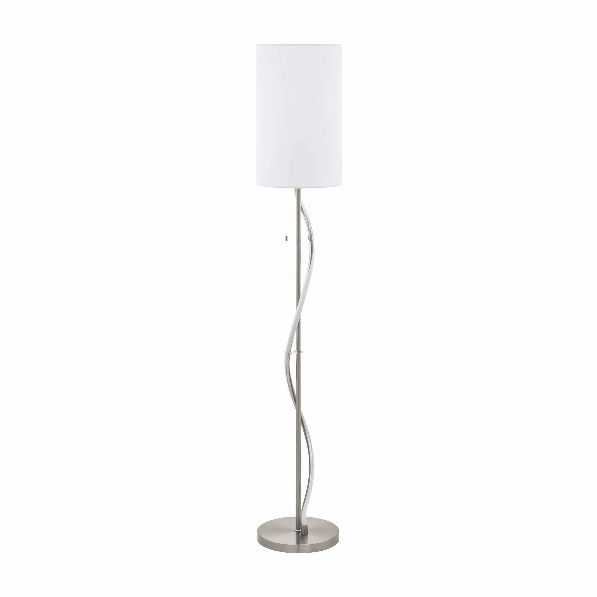 Eglo Espartal LED Nickel Floor Lamp - White Fabric Shade