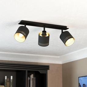 Eglo Esteperra Black & Gold 3 Light Bar Spotlight tall arc lamp for living room
