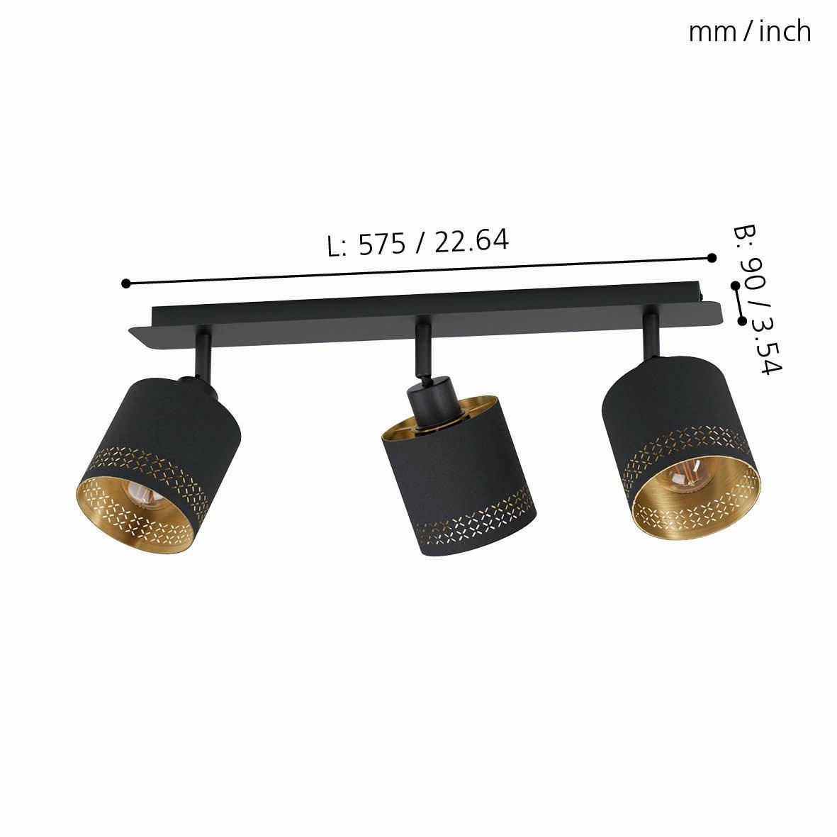 Eglo Esteperra Black & Gold 3 Light Bar Spotlight