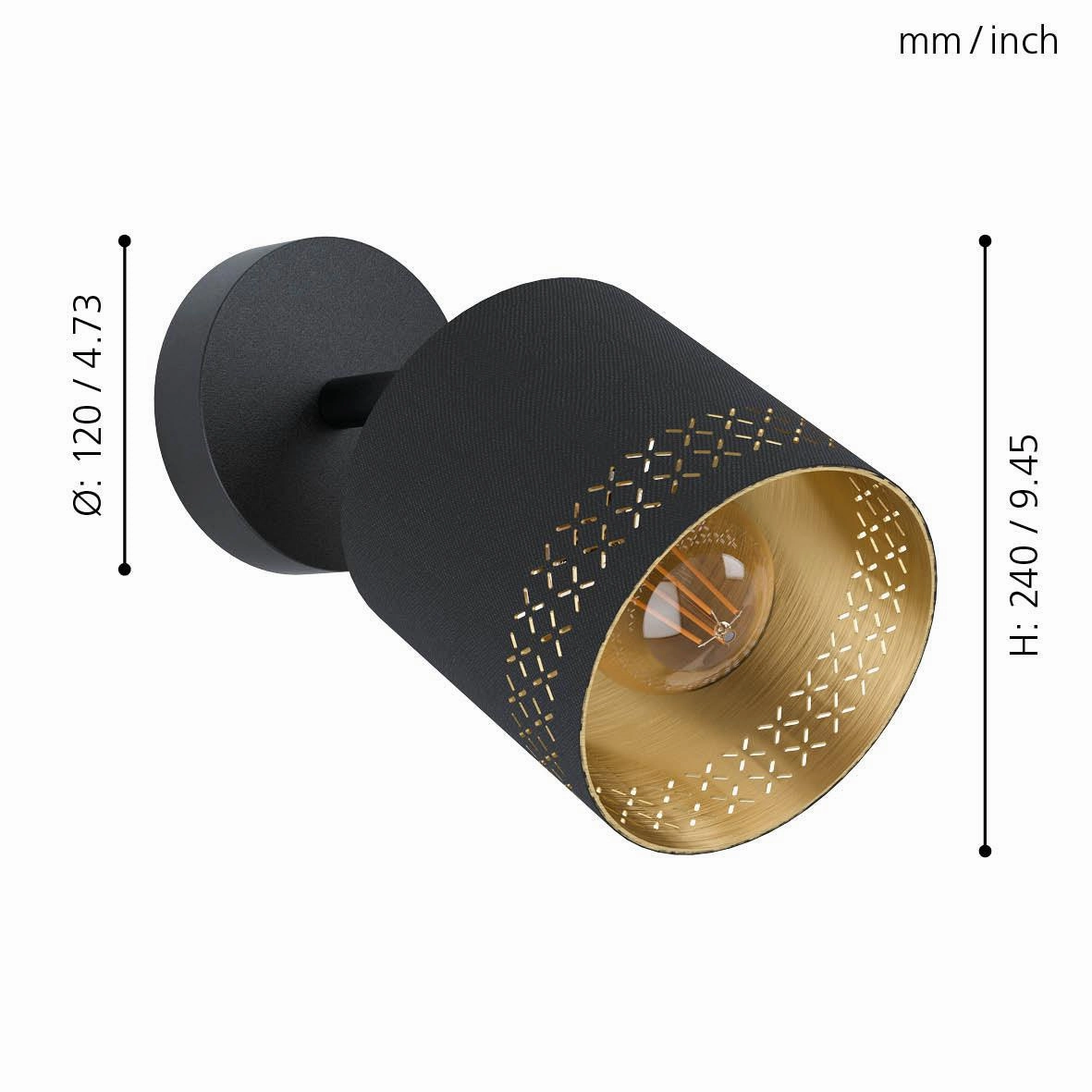 Eglo Esteperra Black & Gold Wall Spotlight
