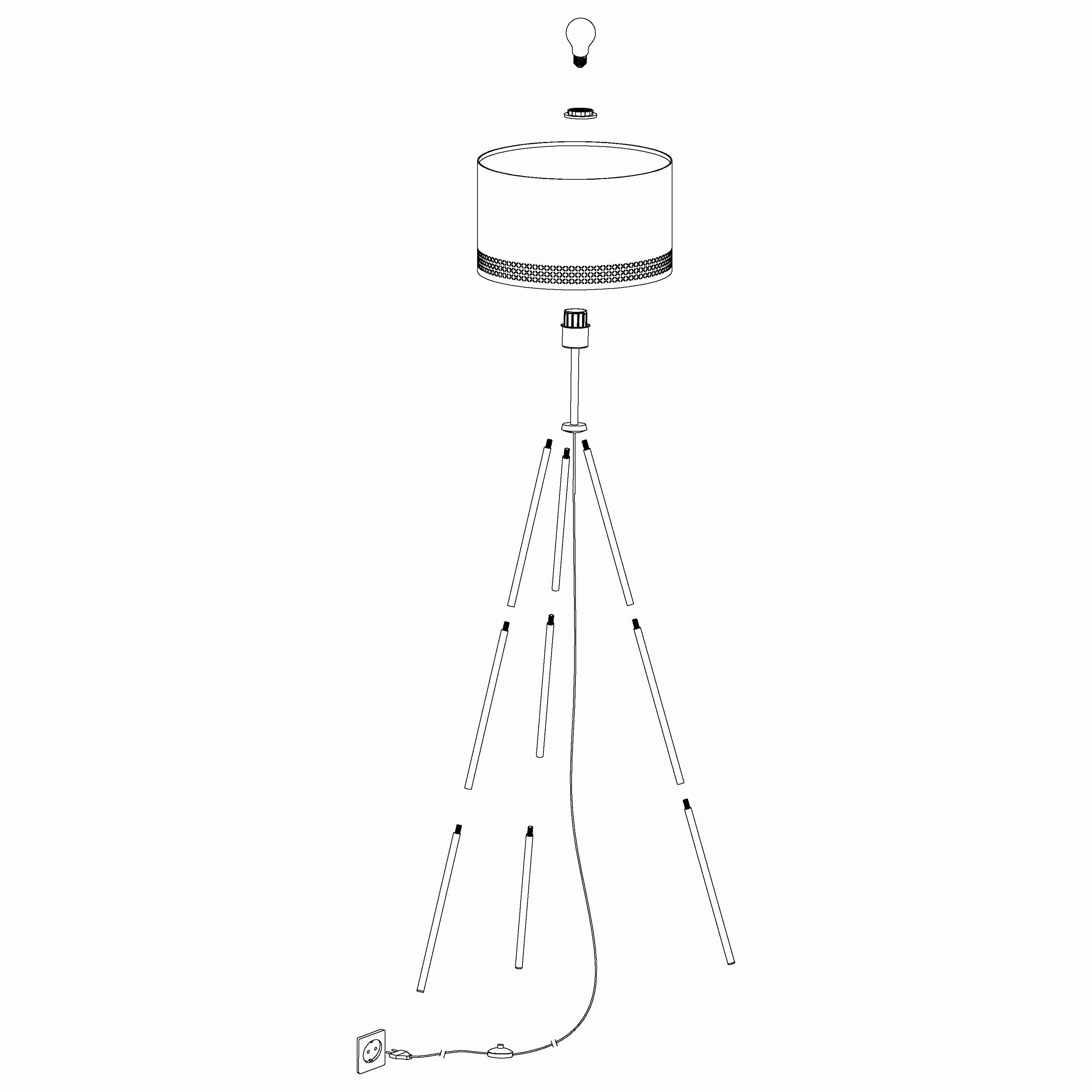 Eglo Esteperra Black Tripod Floor Lamp With Black & Gold Shade