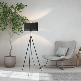 Eglo Esteperra Black Tripod Floor Lamp With Black & Gold Shade creative lampshade design