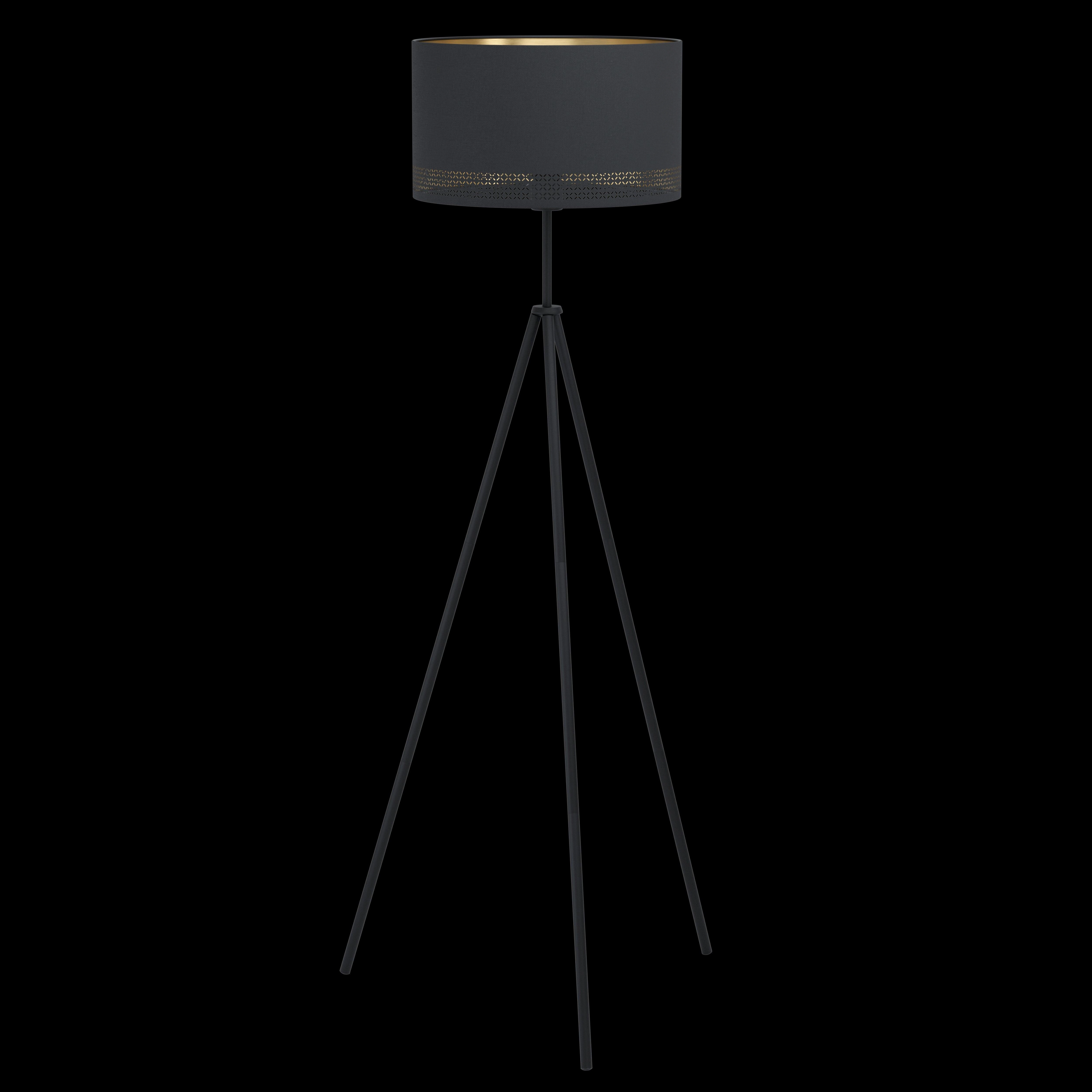 Eglo Esteperra Black Tripod Floor Lamp With Black & Gold Shade