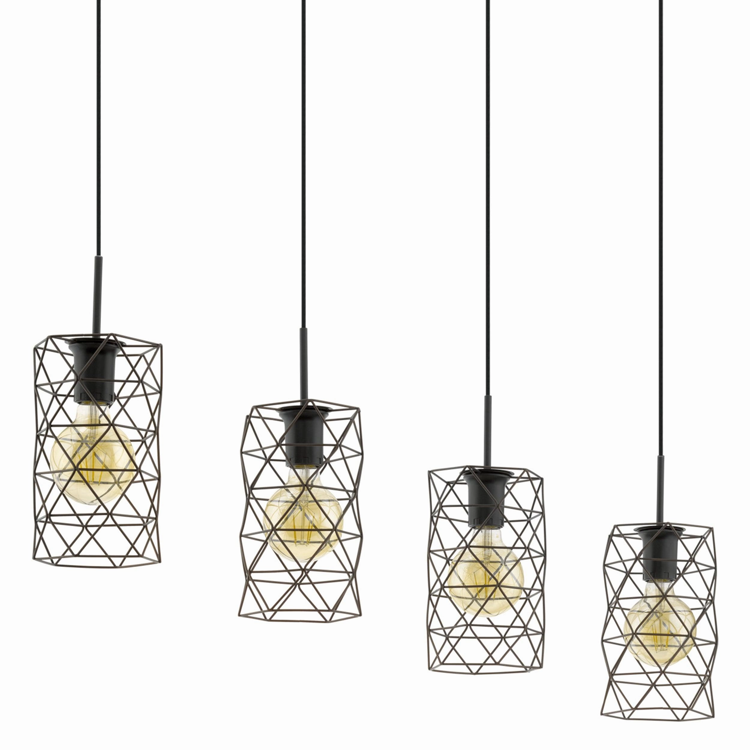 Eglo Estevau Dark Brown Wire Shaded Bar Ceiling Pendant
