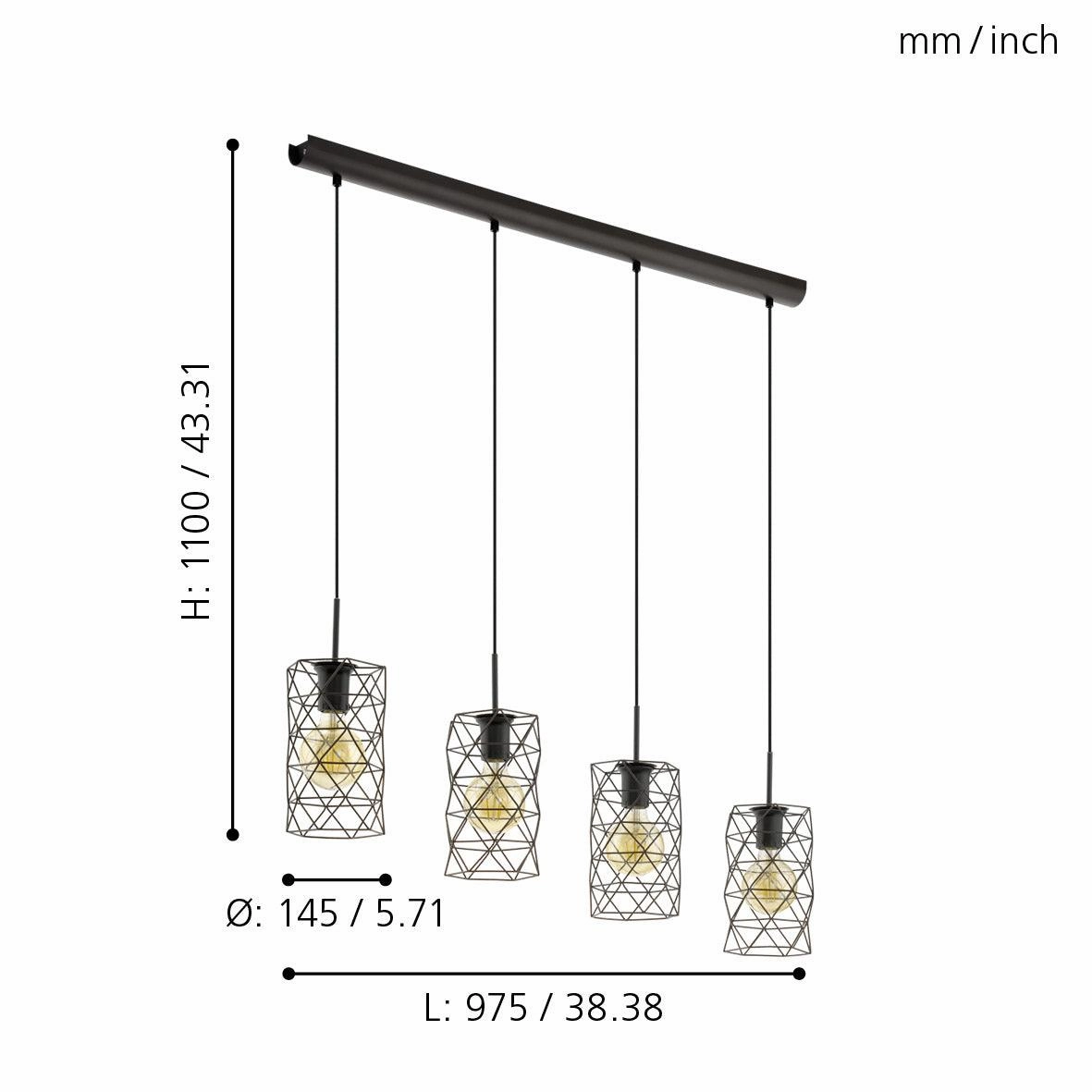 Eglo Estevau Dark Brown Wire Shaded Bar Ceiling Pendant