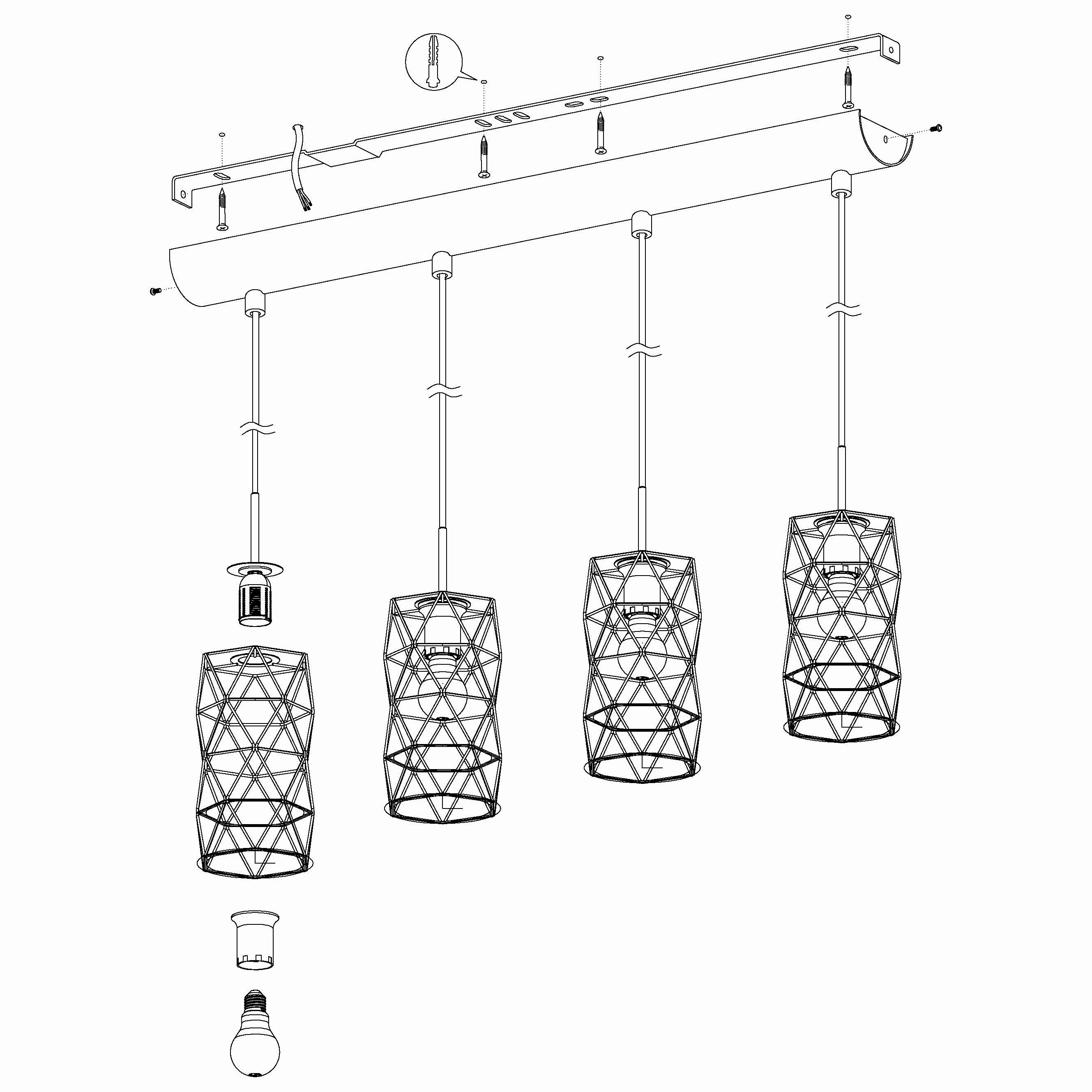 Eglo Estevau Dark Brown Wire Shaded Bar Ceiling Pendant