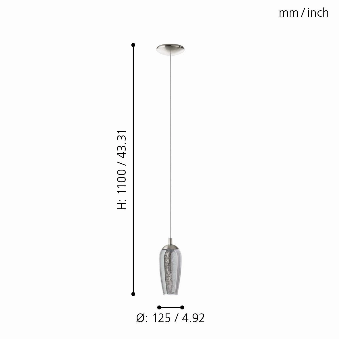 Eglo Farsala Smoked Black & Clear Glass Ceiling Pendant