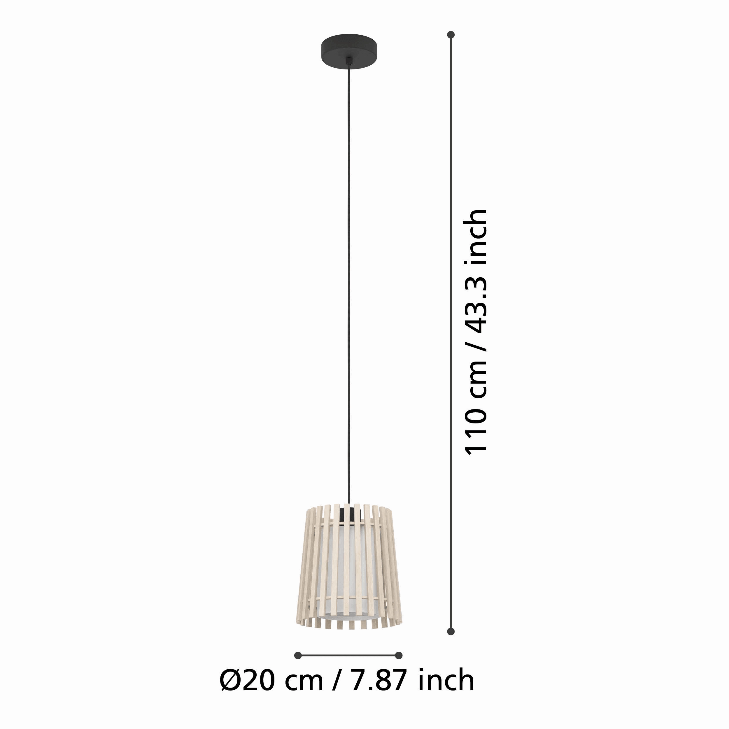 Eglo Fattoria Wood Slat & Fabric Ceiling Pendant