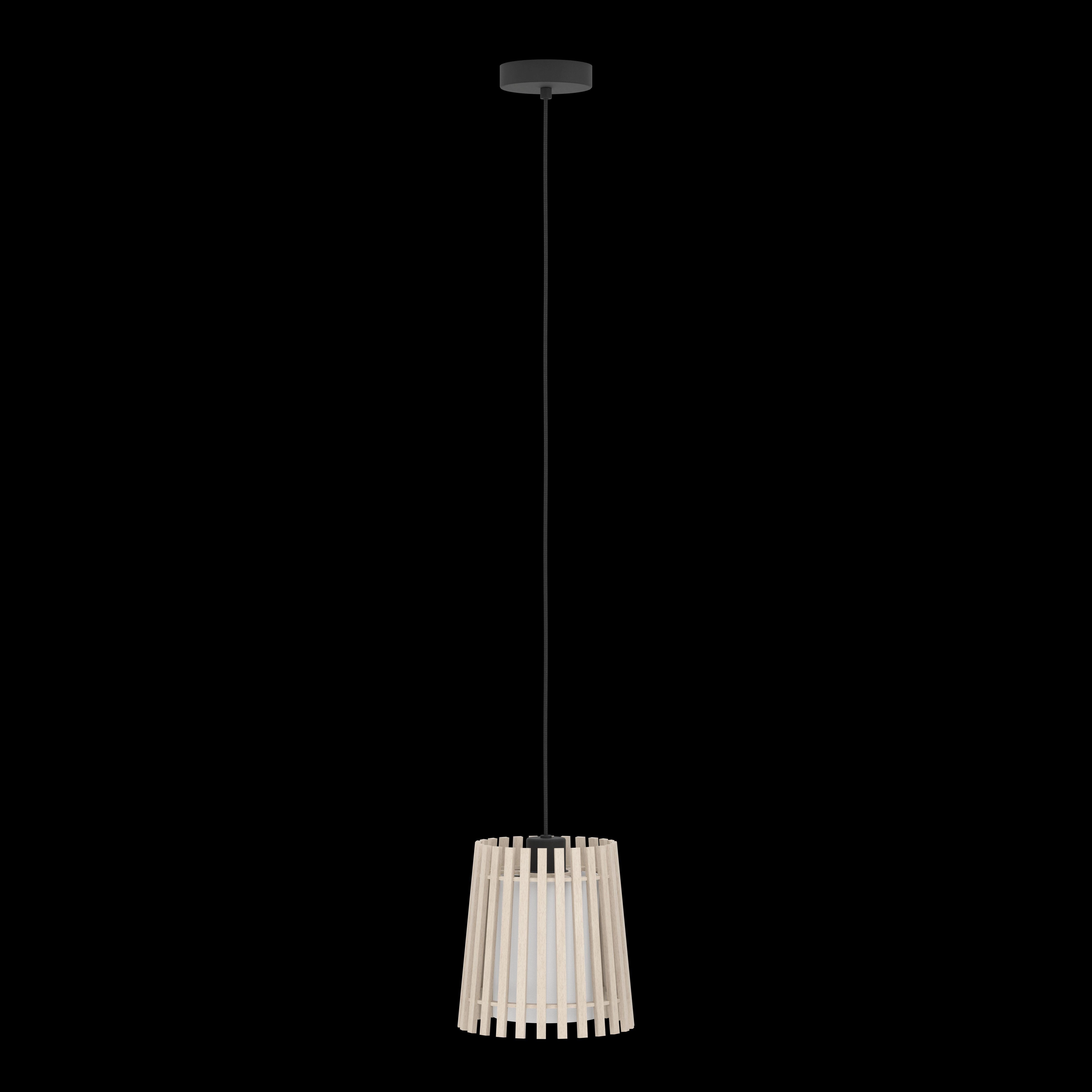 Eglo Fattoria Wood Slat & Fabric Ceiling Pendant