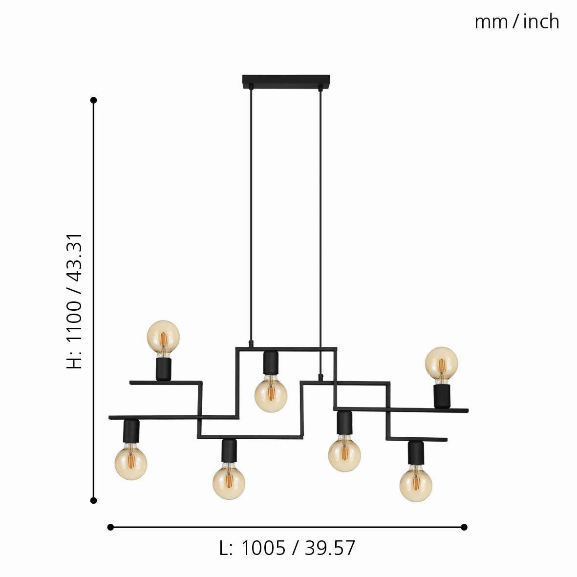 Eglo Fembard 7 Light Black Metal Ceiling Pendant