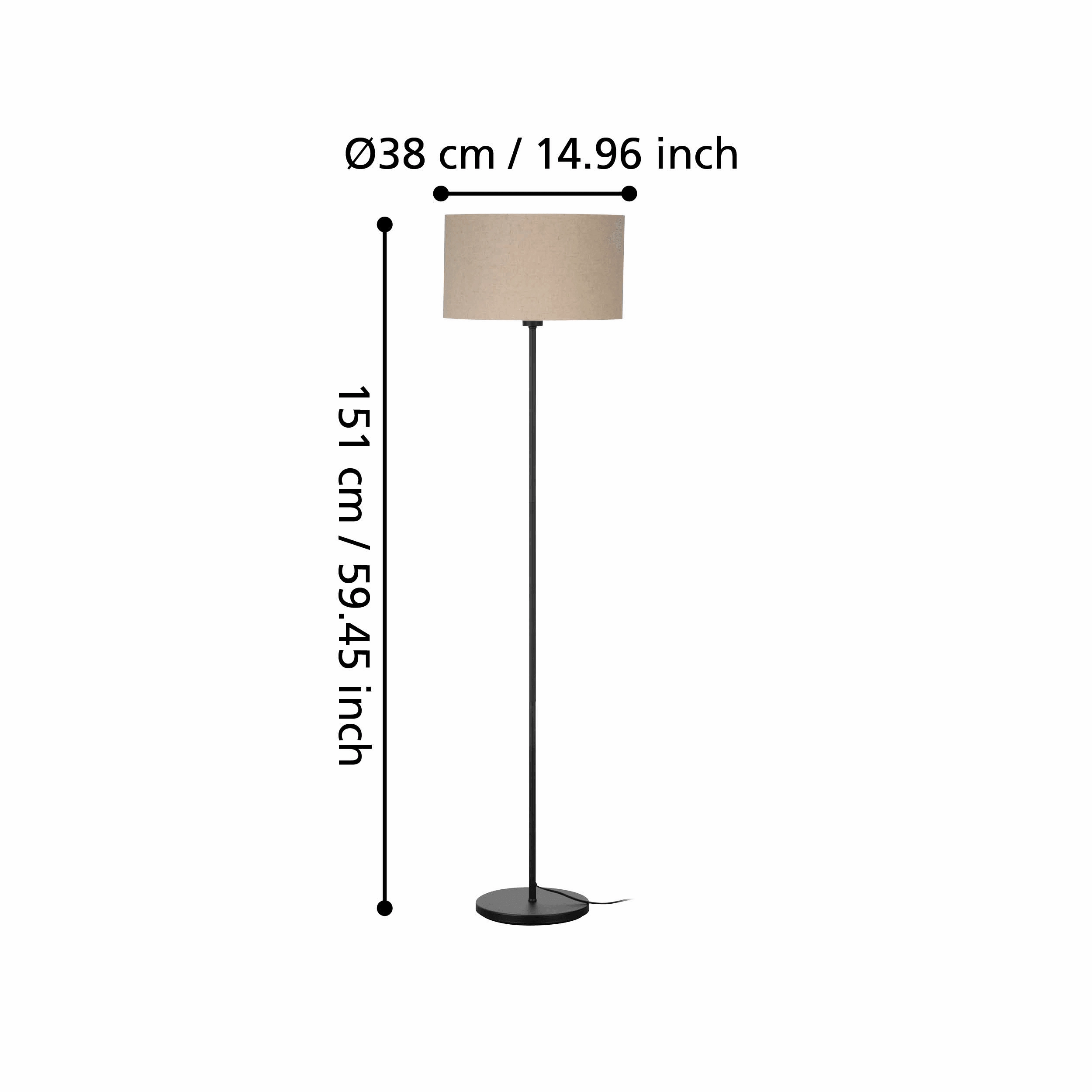 Eglo Feniglia Black Floor Lamp With Natural Linen Shade