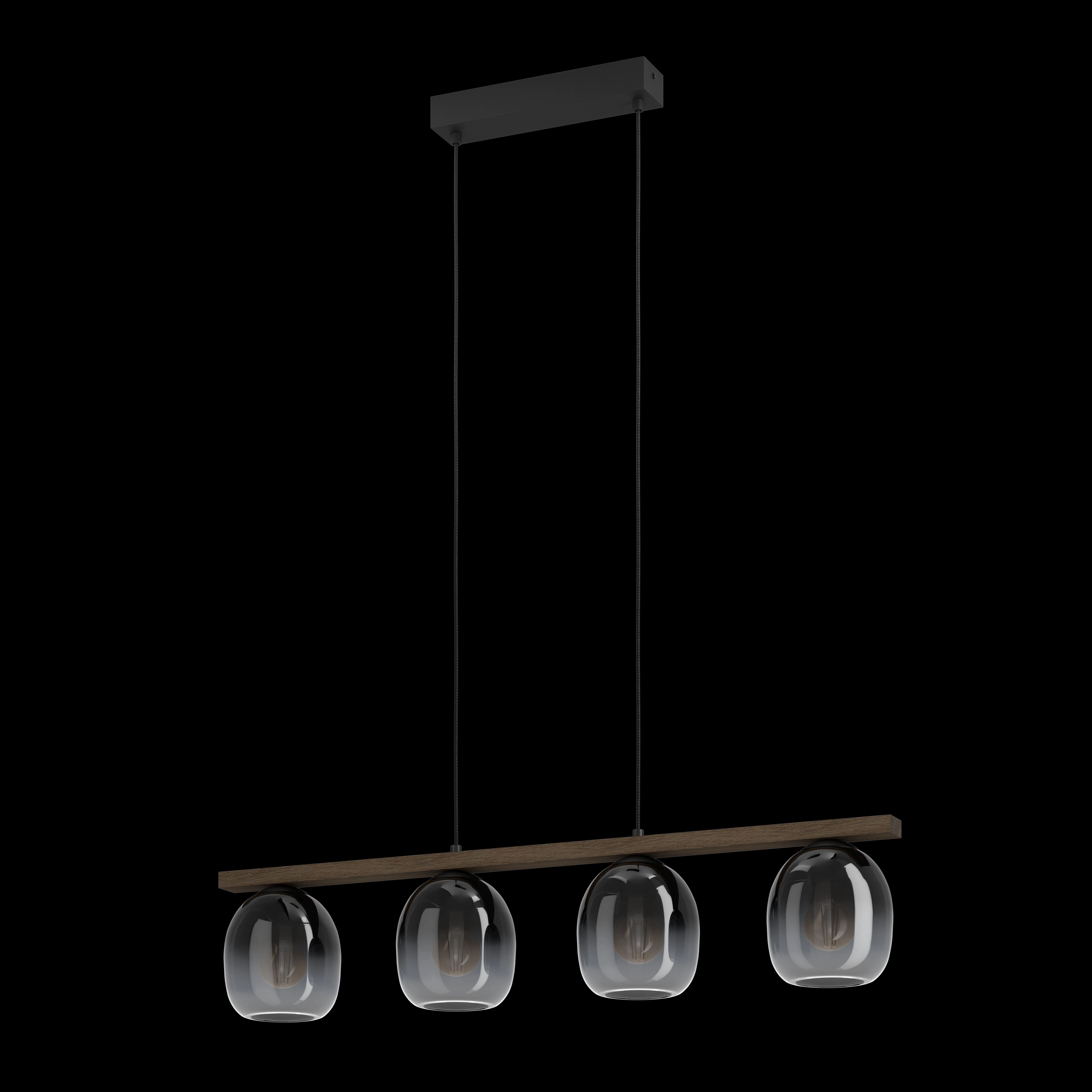 Eglo Filago 4 Light Wood Beam & Glass Shade Pendant