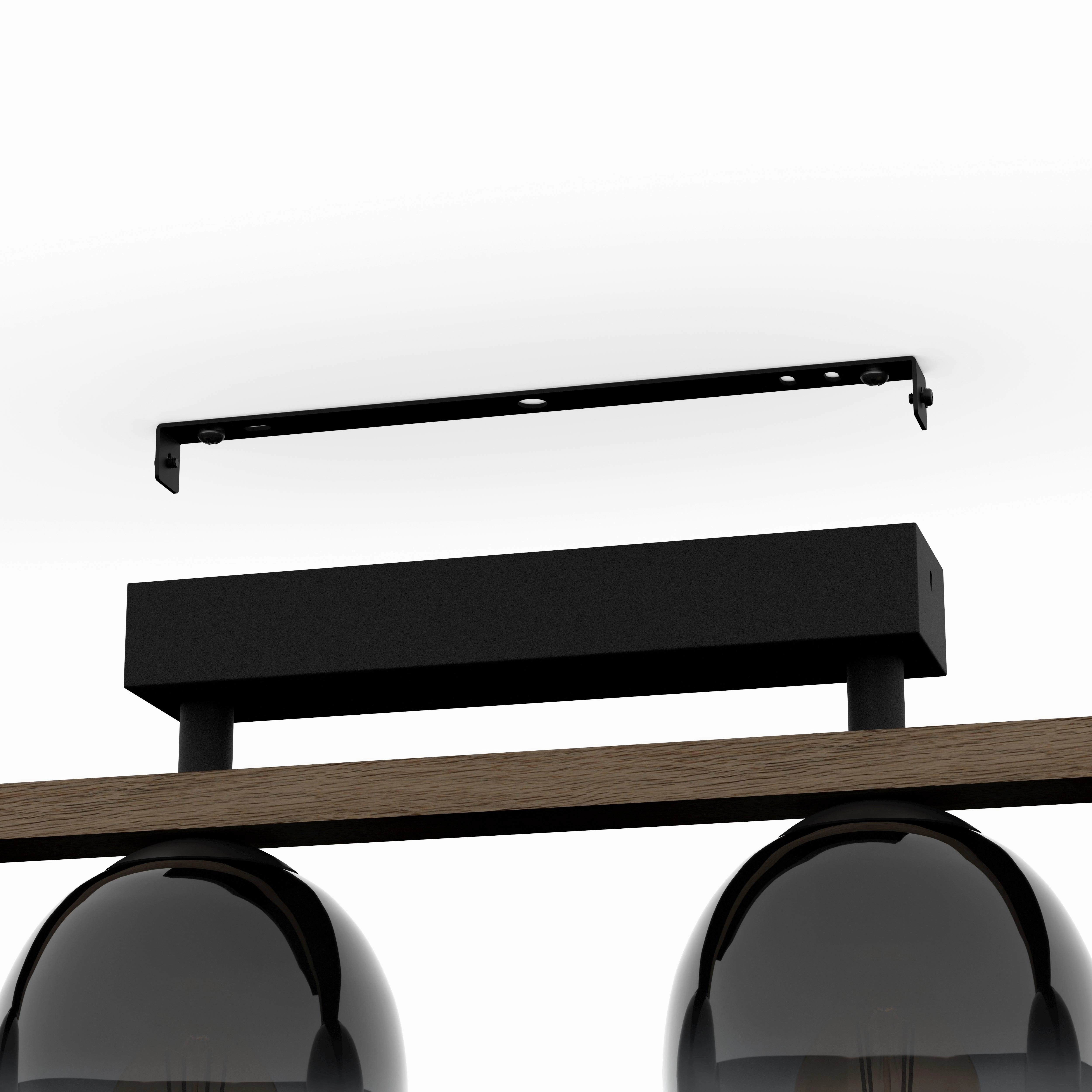 Eglo Filago Walnut-Brown 4 Light Bar Pendant - Glass Shades